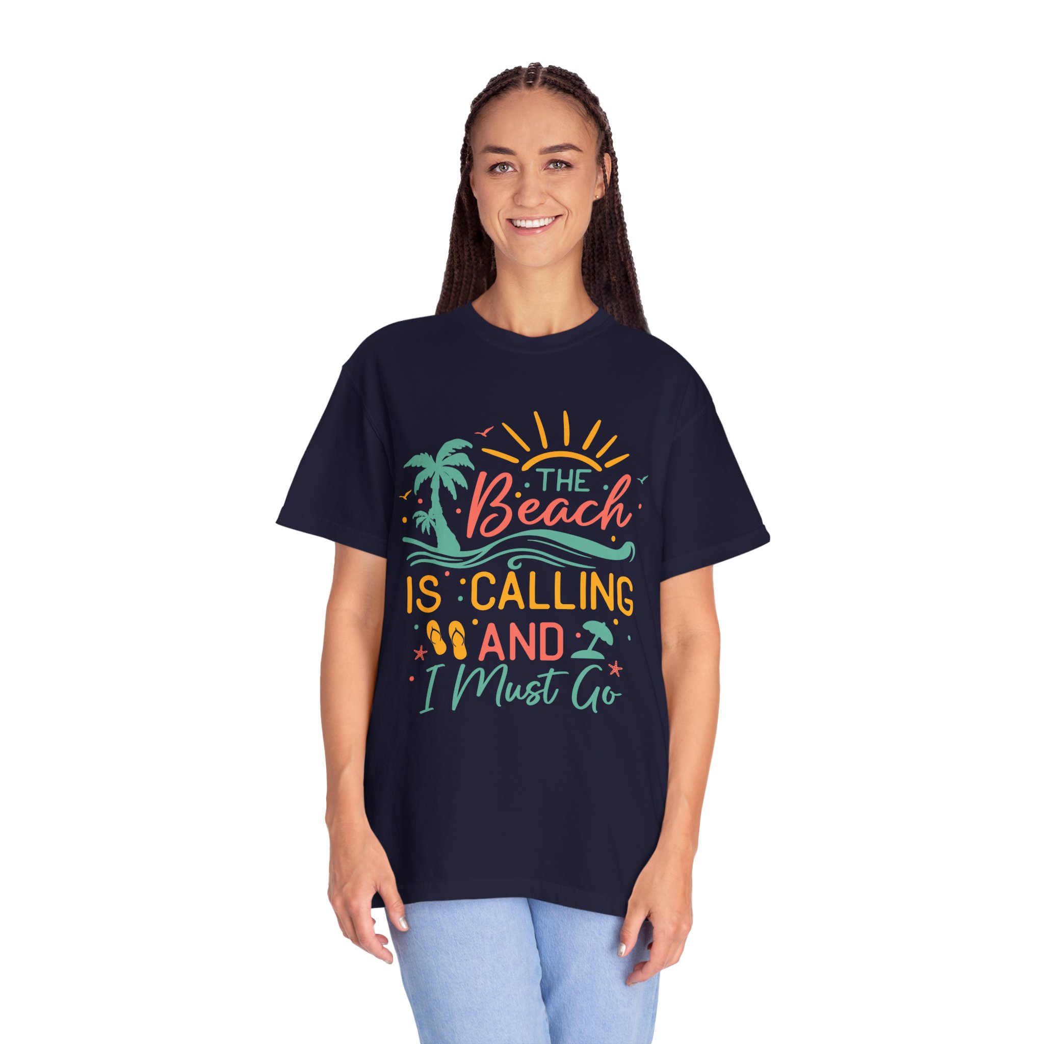 C - 13.4 - Beach-Themed Garment-Dyed T-Shirt, Summer Tee, Vacation Shirt, Gift for Beach Lovers, Casual Wear, Fun Summer Outfit. - Image 3