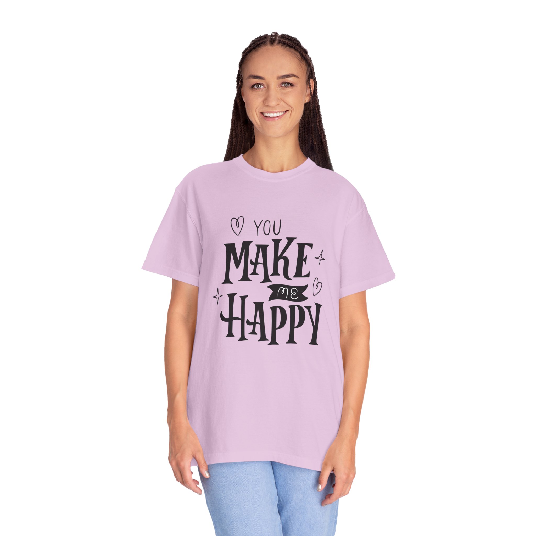 Joyful Message T-Shirt - You Make Me Happy - Gift for Friends, Casual Wear, Birthday Gift, Uplifting Apparel, Everyday Comfort. - Image 35