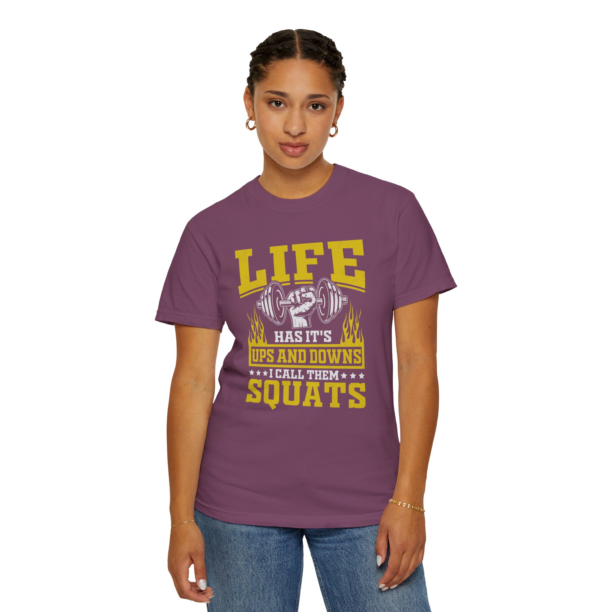 b2 - 6.10 - Life Has Its Ups and Downs I Call Them Squats T-Shirt – Funny Gym Graphic Tee for Fitness Humor & Leg Day Motivation. - Image 44