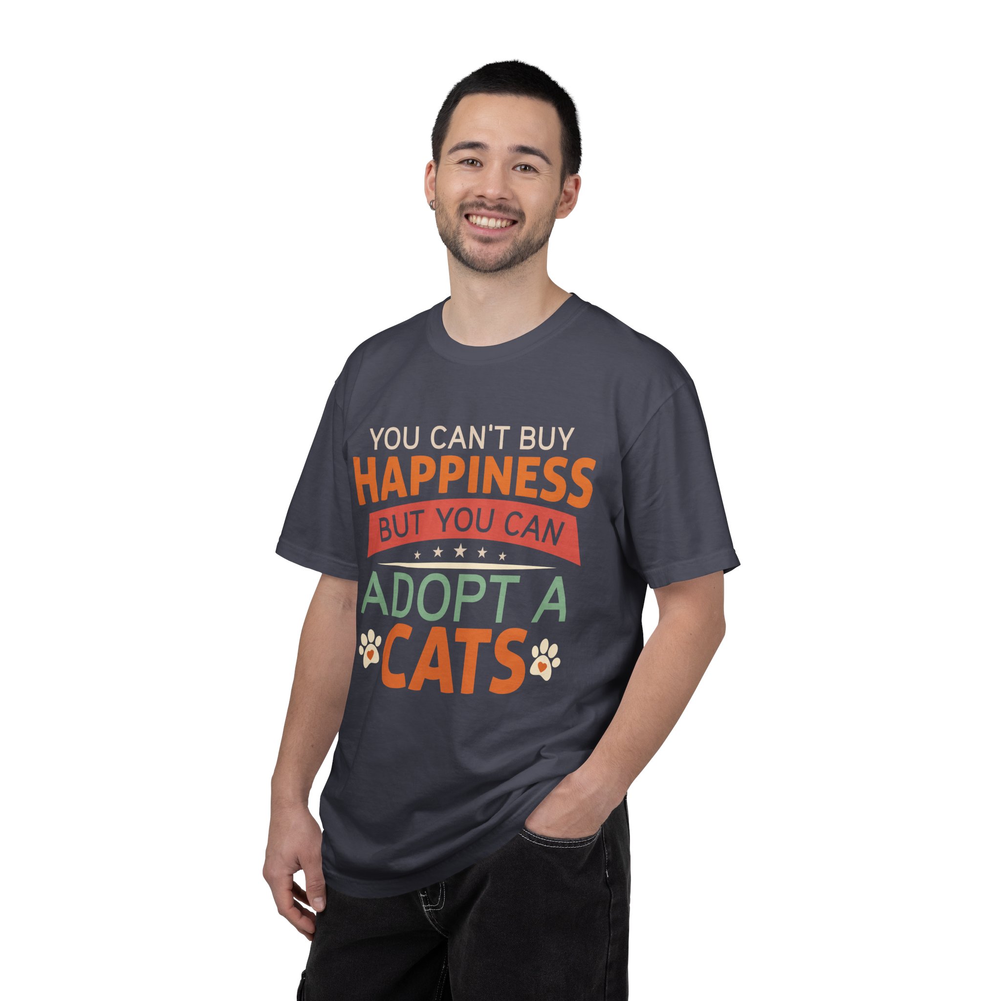 b2 - 5.16 - You Can’t Buy Happiness But You Can Adopt a Cat T-Shirt – Rescue Cat Lover Graphic Tee for Adoption Awareness & Heartwarming Pet Vibes. - Image 26