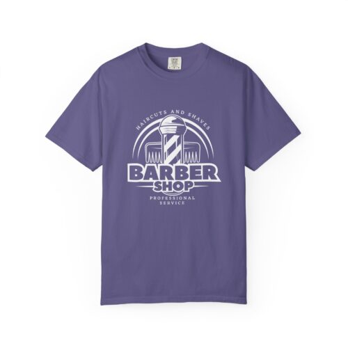 Barber Shop Unisex Garment-Dyed T-shirt, Relaxed Vintage Tee, Men's and Women's Apparel, Gifts for Barbers.