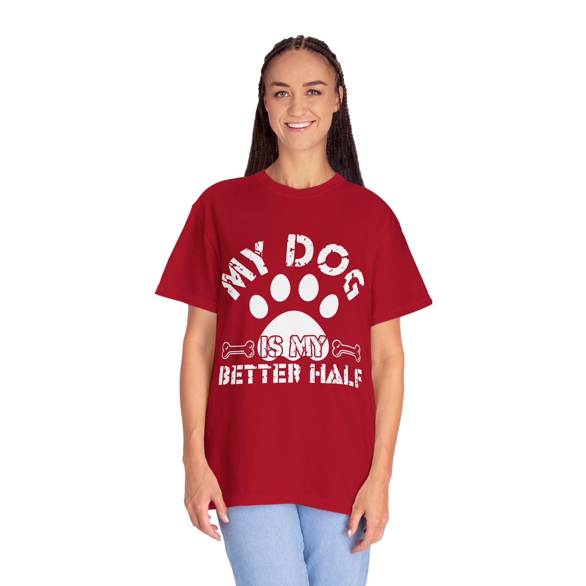 Dog Lover T-Shirt — "My Dog Is My Better Half" Paw Print Tee. - Image 3