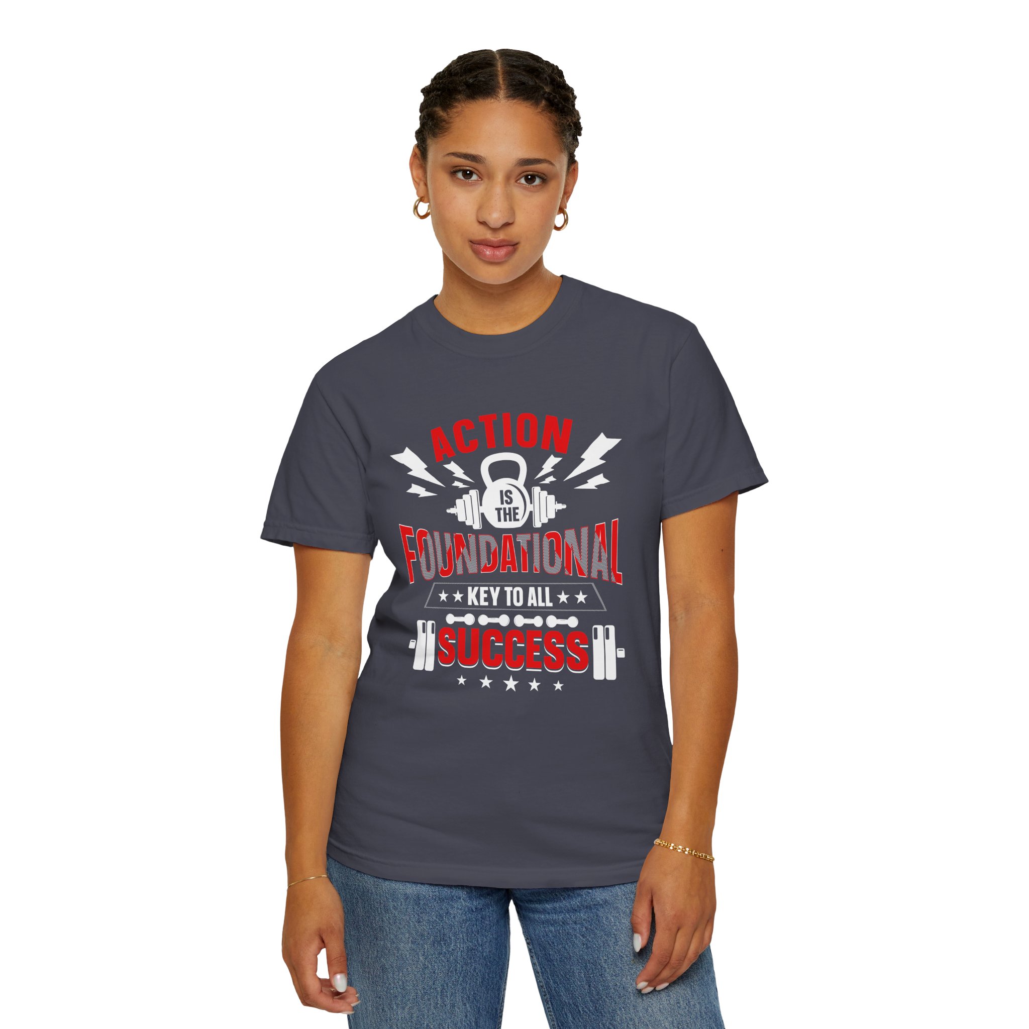 Action Is the Foundational Key to All Success T-Shirt – Motivational Fitness Graphic Tee for Discipline, Drive & Achievement. - Image 52