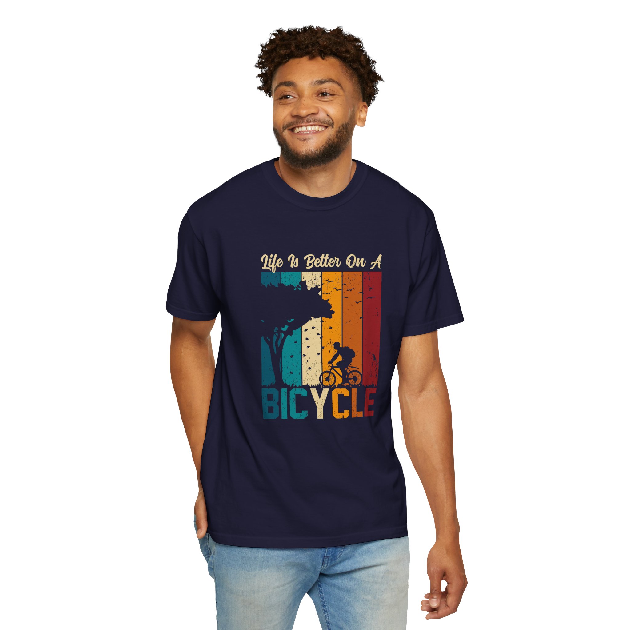 Bicycle Adventure T-Shirt, Unisex Garment-Dyed Tee for Cycling Enthusiasts, Perfect Gift for Riders, Eco-Friendly Apparel, Summer Outing Top. - Image 6