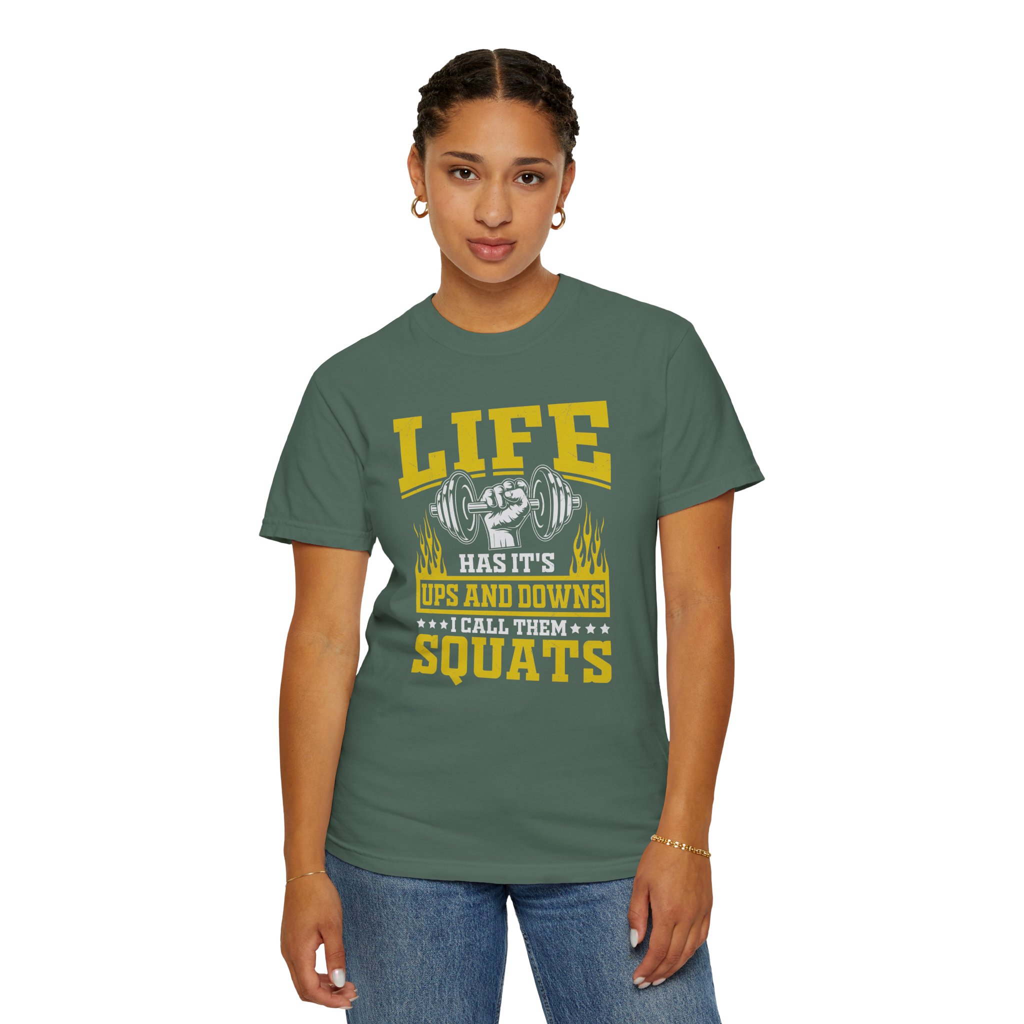 b2 - 6.10 - Life Has Its Ups and Downs I Call Them Squats T-Shirt – Funny Gym Graphic Tee for Fitness Humor & Leg Day Motivation. - Image 20
