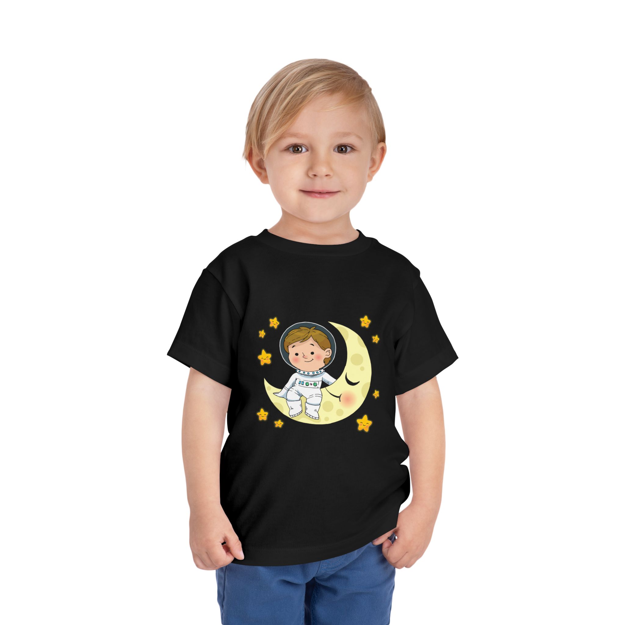 Cute Astronaut on Crescent Moon Toddler T-Shirt – Fun Space Adventure Graphic Tee for Kids, Boys & Girls. - Image 15