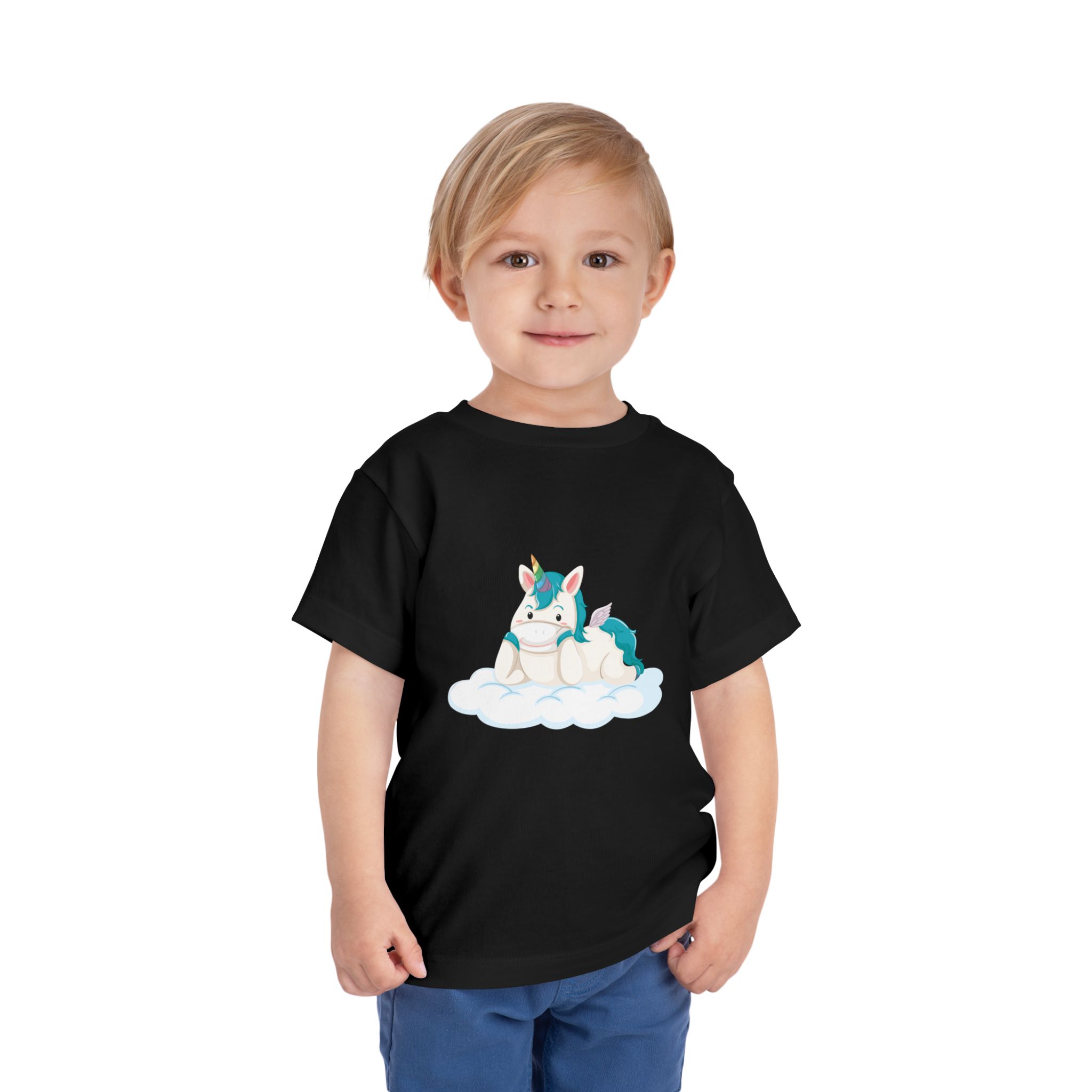 Cute Blue Unicorn on Cloud Toddler T-Shirt – Adorable Fantasy Graphic Tee for Kids, Boys & Girls. - Image 7