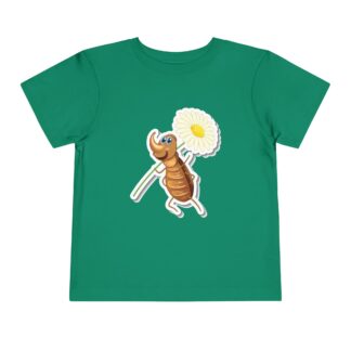 Cute Termite Holding Daisy Toddler T-Shirt – Playful Bug Graphic Tee for Kids, Boys & Girls.