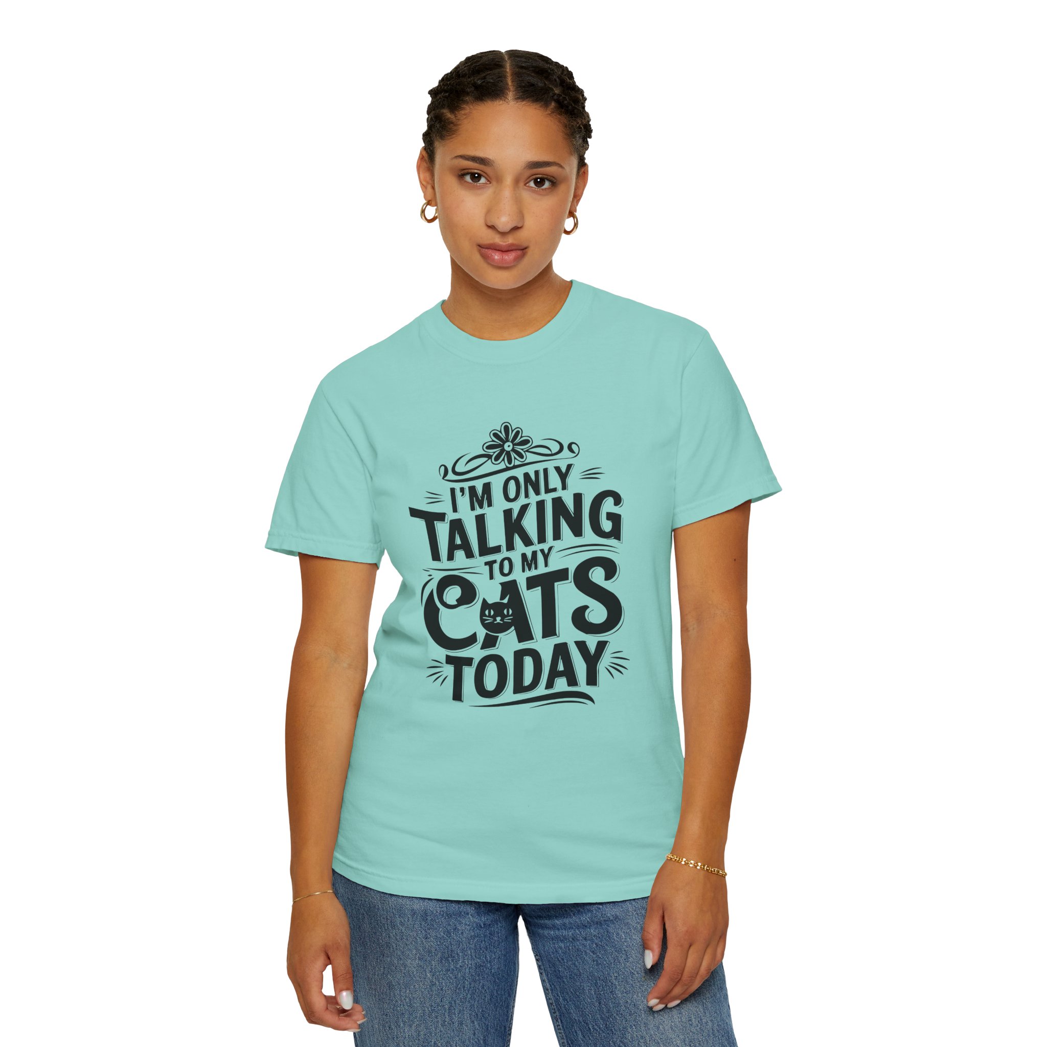 b2 - 5.7 - I’m Only Talking to My Cats Today T-Shirt – Funny Cat Lover Graphic Tee for Introvert Humor & Cozy Pet Lover Vibes. - Image 4