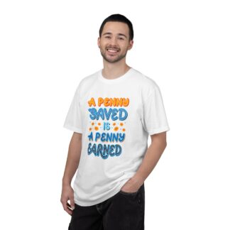 Inspirational Quote T-Shirt for Motivation - A Penny Saved Is a Penny Earned Unisex Tee - Image 10
