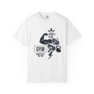 Gym Sports Club Workout T-Shirt – Dumbbells & Kettlebell Graphic Tee for Strength Training & Active Fitness Style. - Image 9