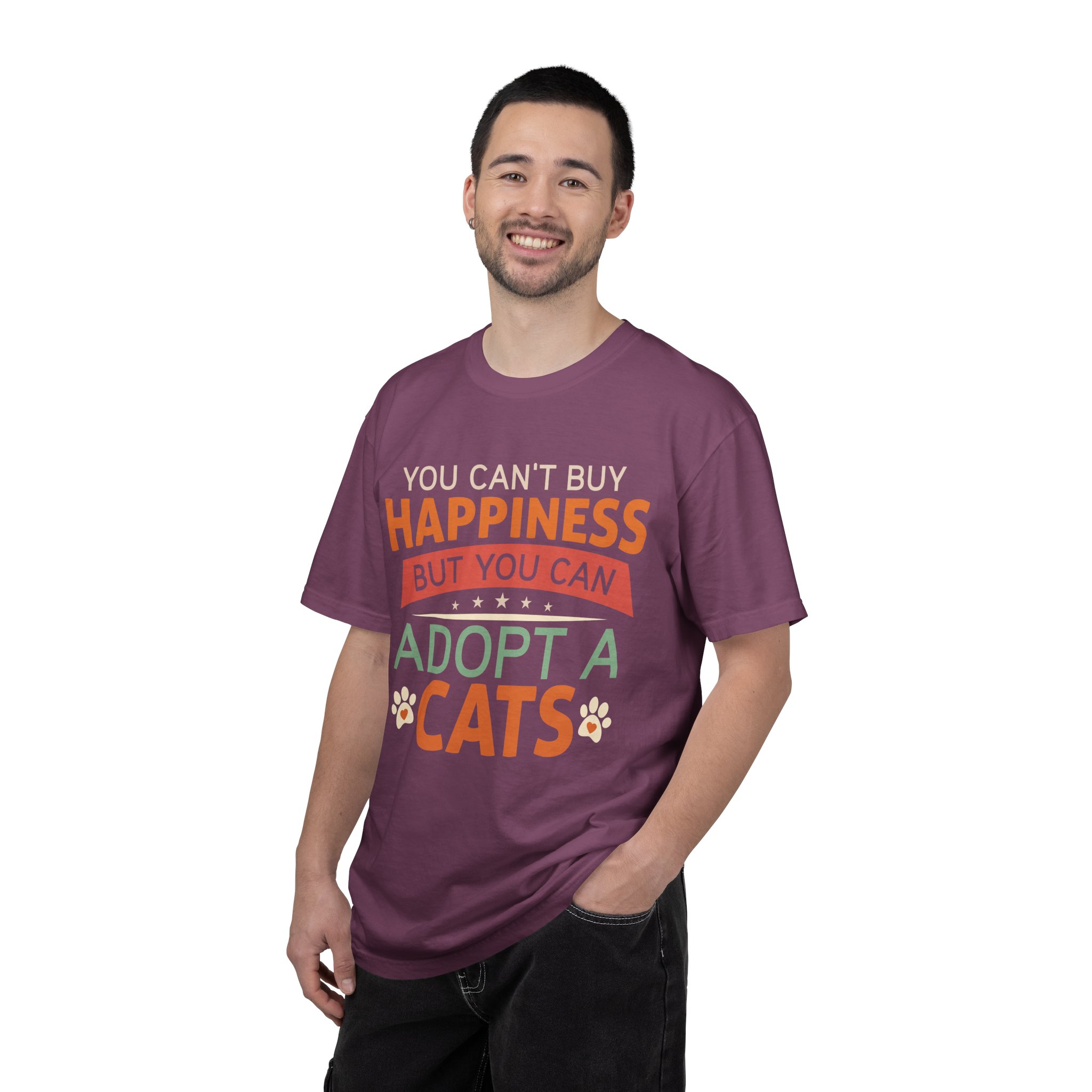 b2 - 5.16 - You Can’t Buy Happiness But You Can Adopt a Cat T-Shirt – Rescue Cat Lover Graphic Tee for Adoption Awareness & Heartwarming Pet Vibes. - Image 42