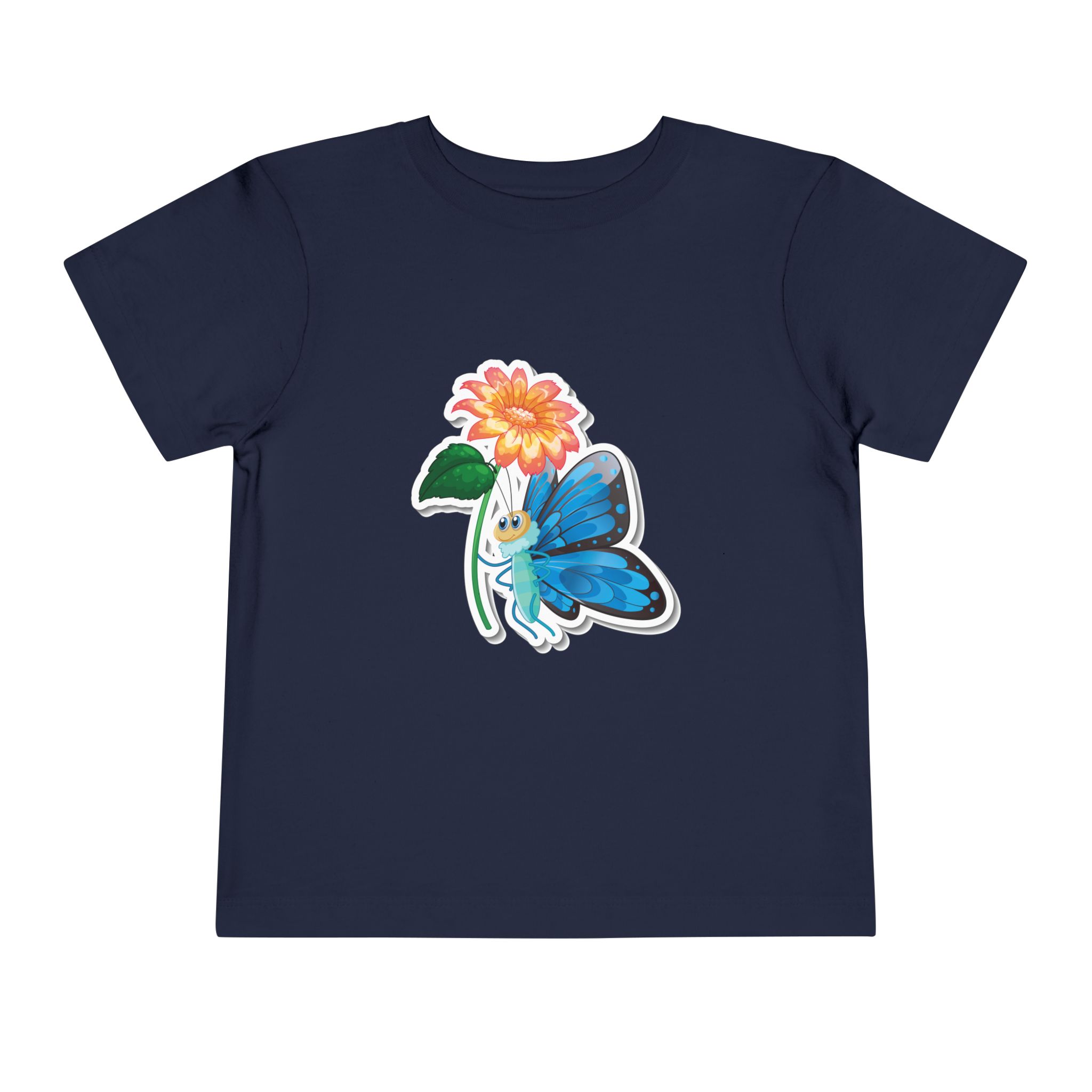 Blue Butterfly & Flower Toddler T-Shirt – Cute Nature Graphic Tee for Kids, Boys & Girls. - Image 17