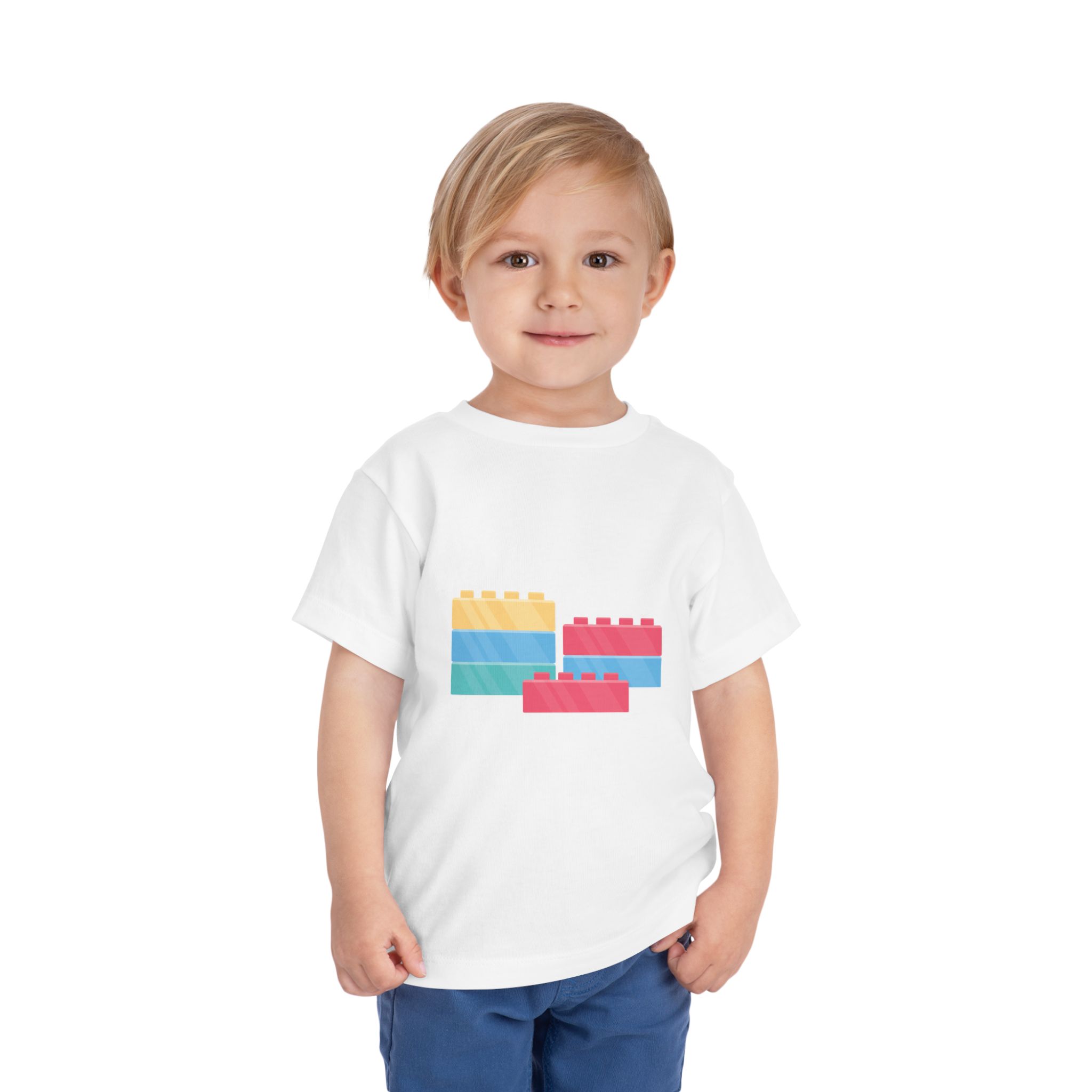 Colorful Building Blocks Toddler T-Shirt – Cute Kids Graphic Tee for Boys & Girls. - Image 3