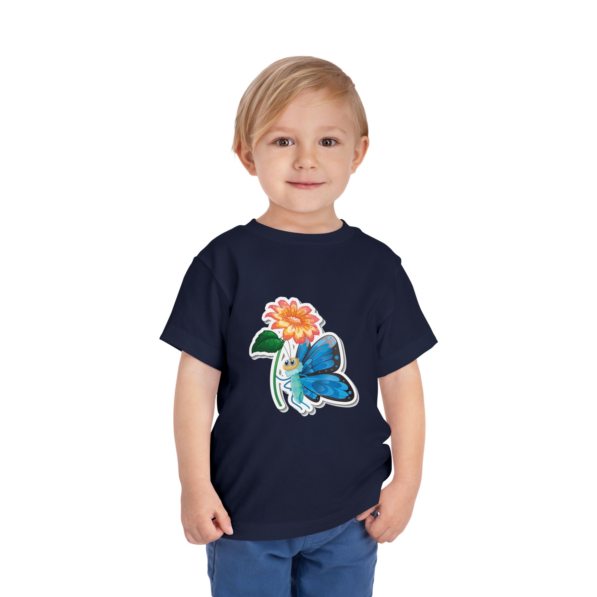 Blue Butterfly & Flower Toddler T-Shirt – Cute Nature Graphic Tee for Kids, Boys & Girls. - Image 19