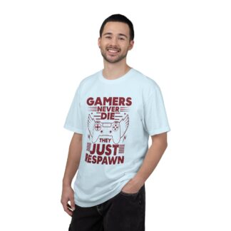 Retro Gaming Tshirt: Classic Arcade - Gamers Never Die They Just Respawn Unisex Tee - Image 2