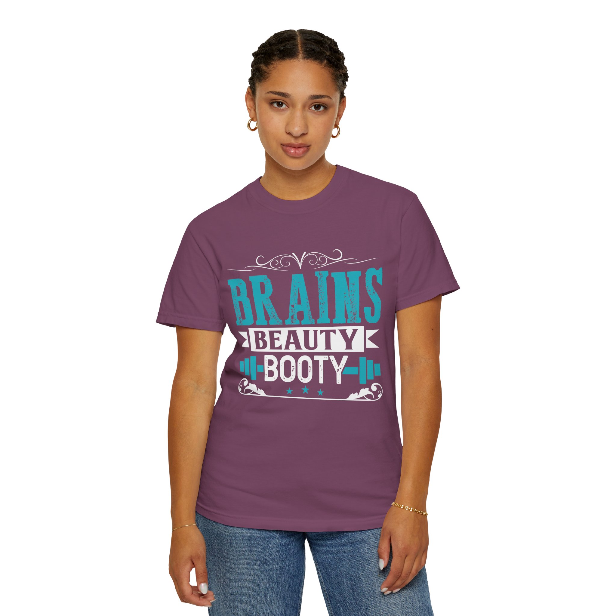 b2 - 6.12 - Brains Beauty Booty T-Shirt – Motivational Fitness Graphic Tee for Confidence, Strength & Empowered Style. - Image 52