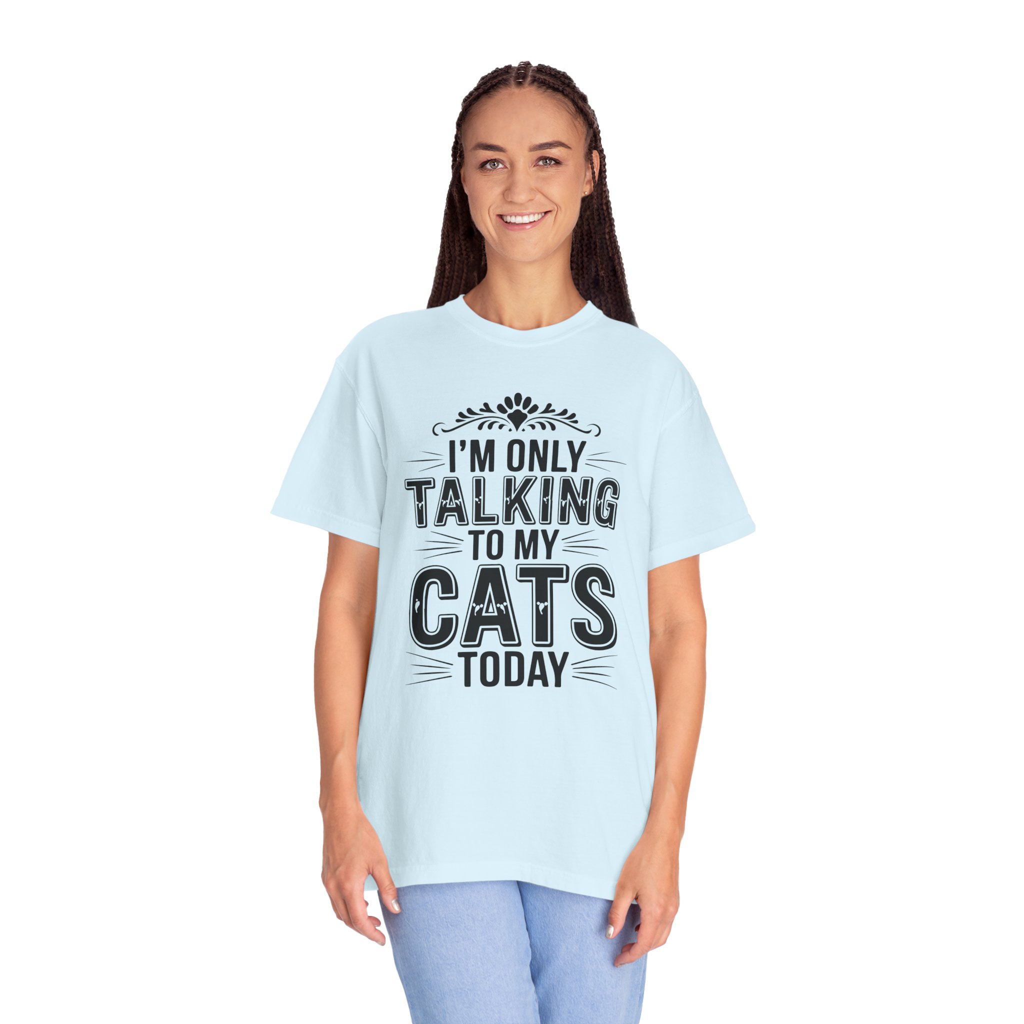 b2 - 5.6 - I’m Only Talking to My Cats Today T-Shirt – Funny Cat Lover Graphic Tee for Introvert Vibes & Cozy Pet Lover Style. - Image 3