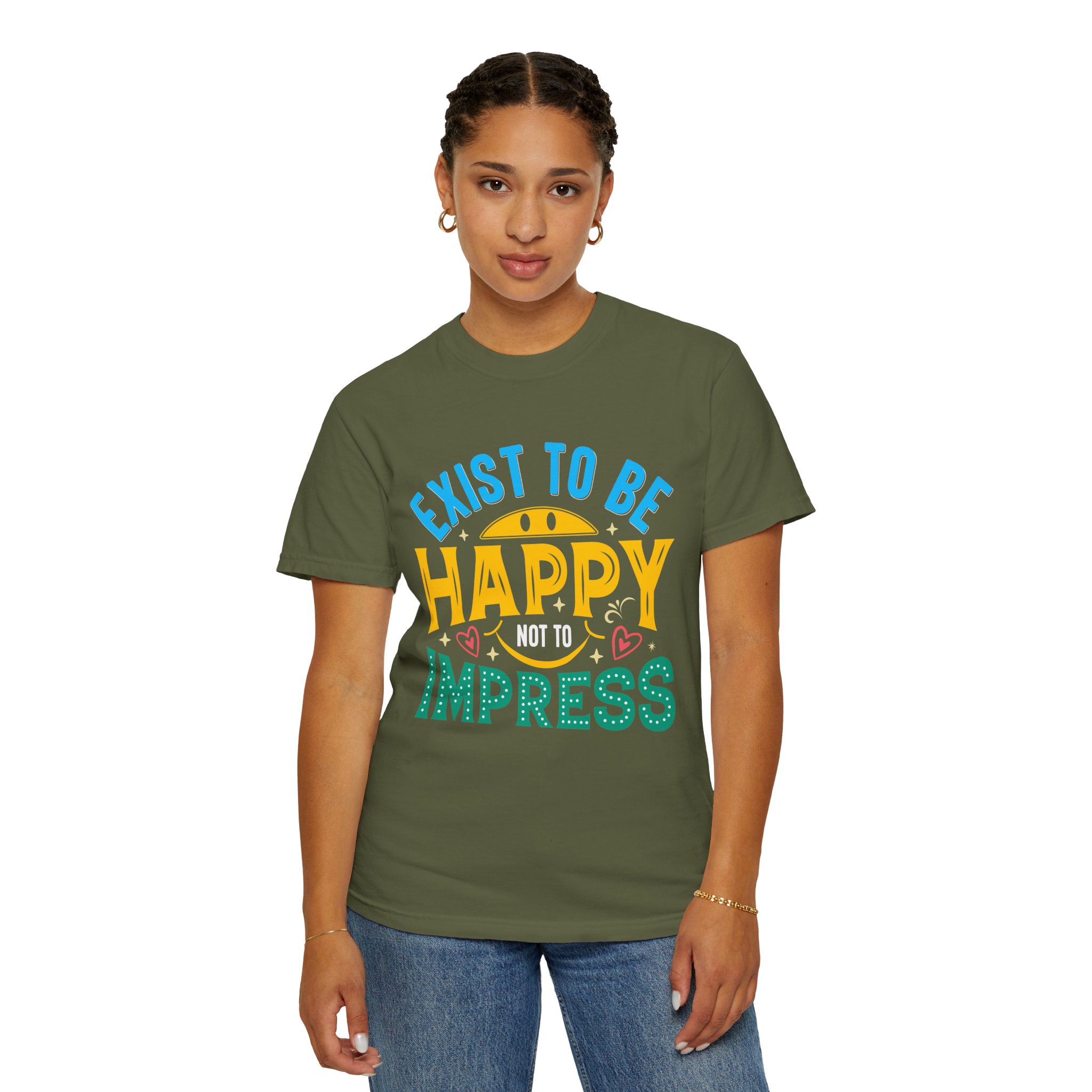 b2 - 2.2 - Exist to Be Happy Not to Impress T-Shirt – Positive Inspirational Graphic Tee for Self-Love & Authentic Living. - Image 12