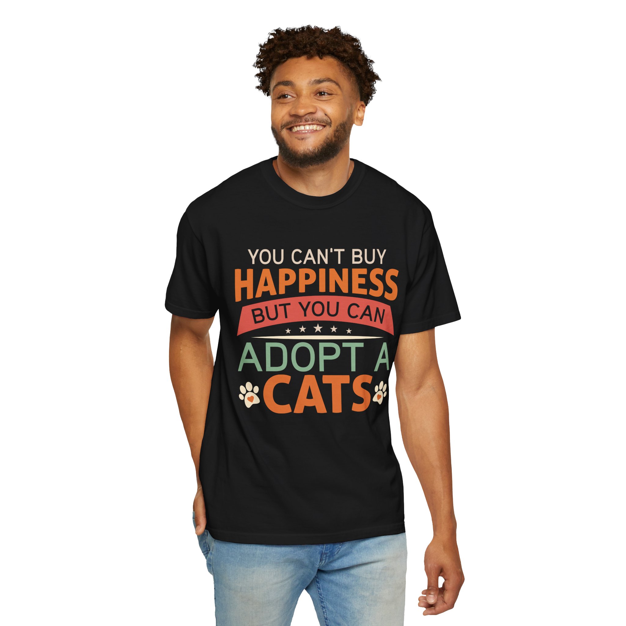 b2 - 5.16 - You Can’t Buy Happiness But You Can Adopt a Cat T-Shirt – Rescue Cat Lover Graphic Tee for Adoption Awareness & Heartwarming Pet Vibes. - Image 6