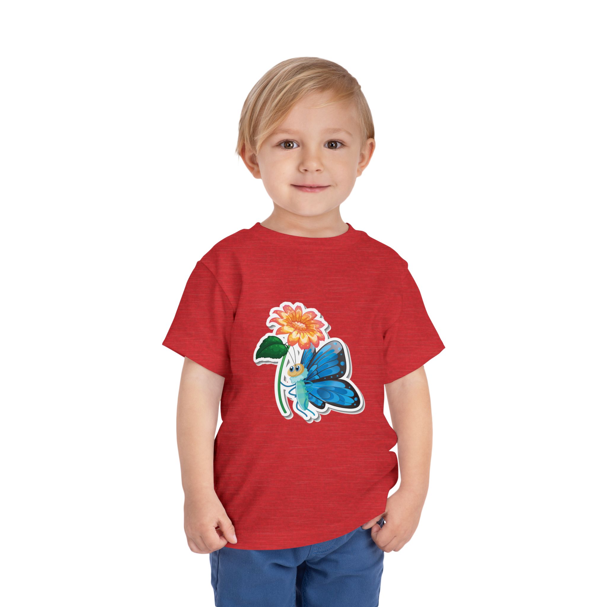 Blue Butterfly & Flower Toddler T-Shirt – Cute Nature Graphic Tee for Kids, Boys & Girls. - Image 27