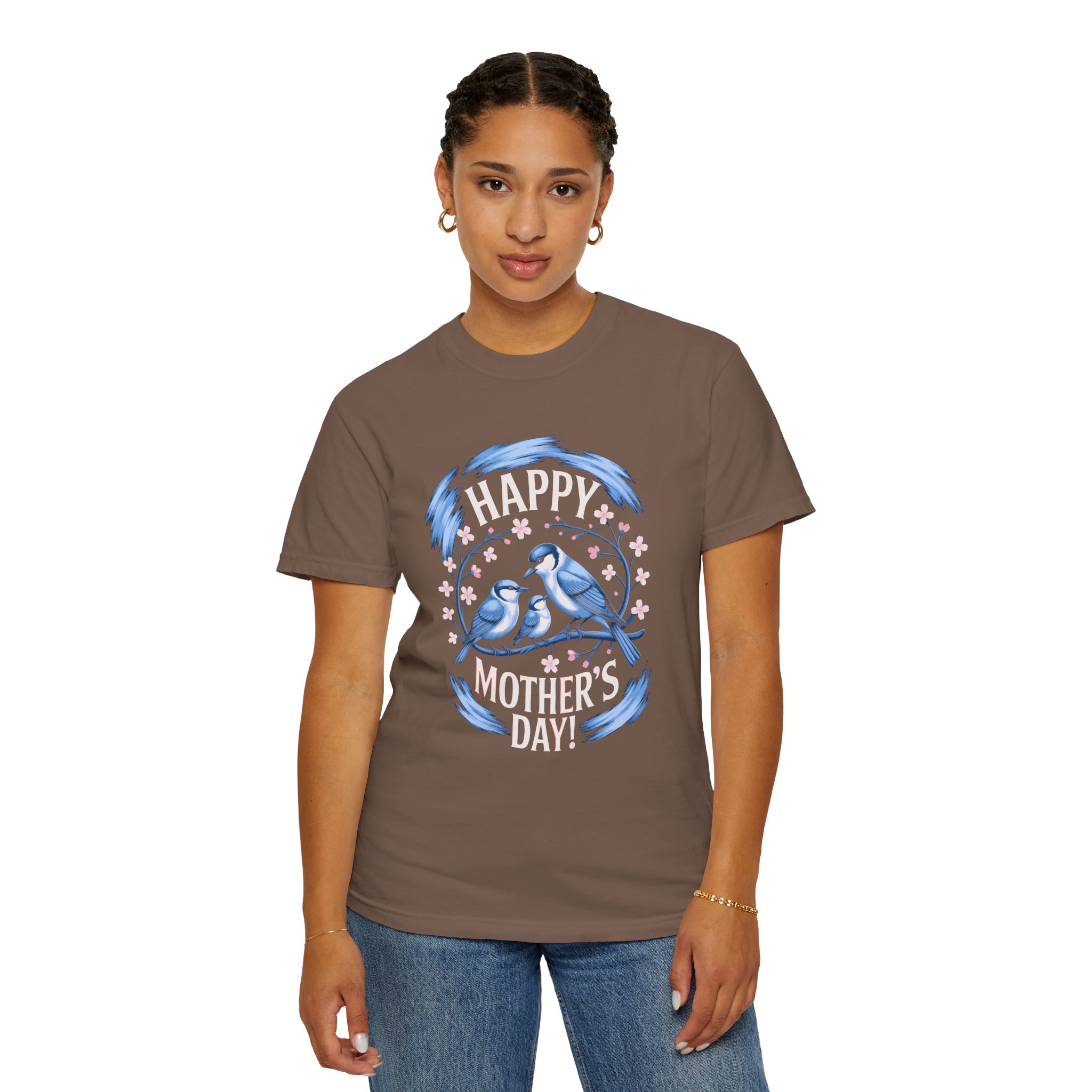 Happy Mother's Day Unisex T-Shirt, Garment-Dyed Tee, Gift for Mom, Spring Fashion, Bird Design Shirt, Casual Wear, Unique Gift Idea. - Image 12