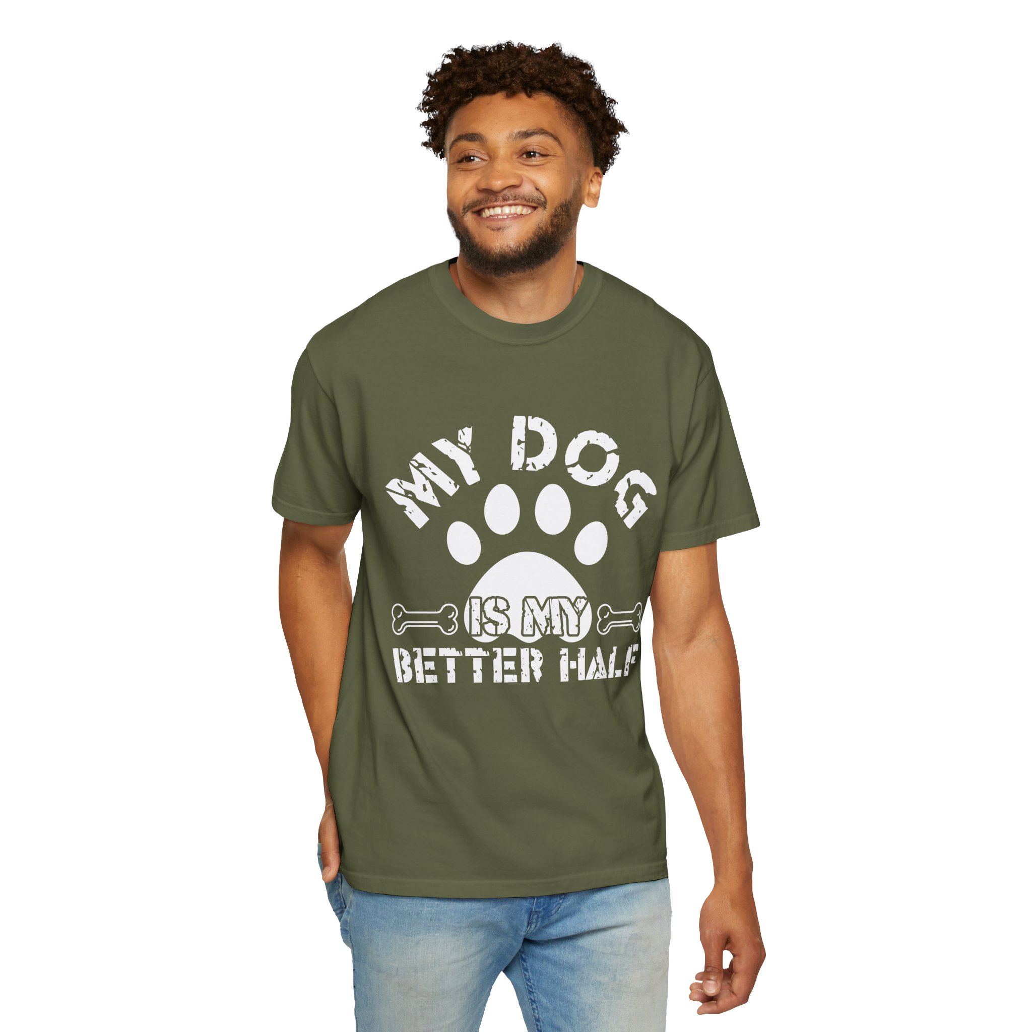 Dog Lover T-Shirt — "My Dog Is My Better Half" Paw Print Tee. - Image 14