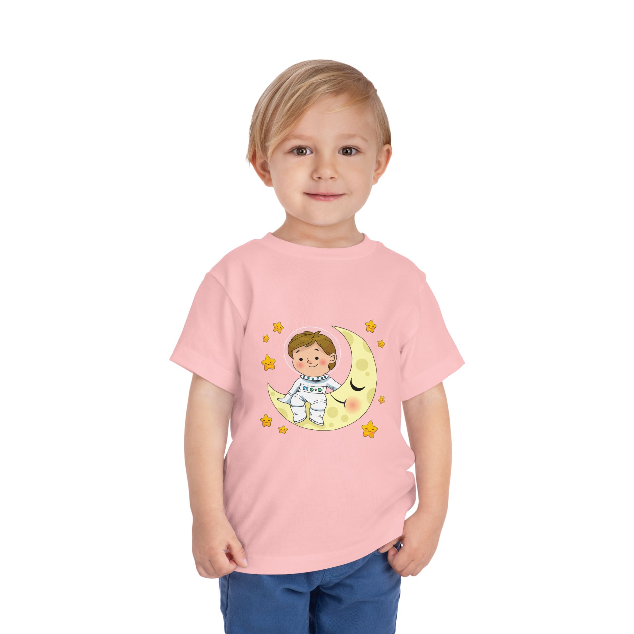 Cute Astronaut on Crescent Moon Toddler T-Shirt – Fun Space Adventure Graphic Tee for Kids, Boys & Girls. - Image 27