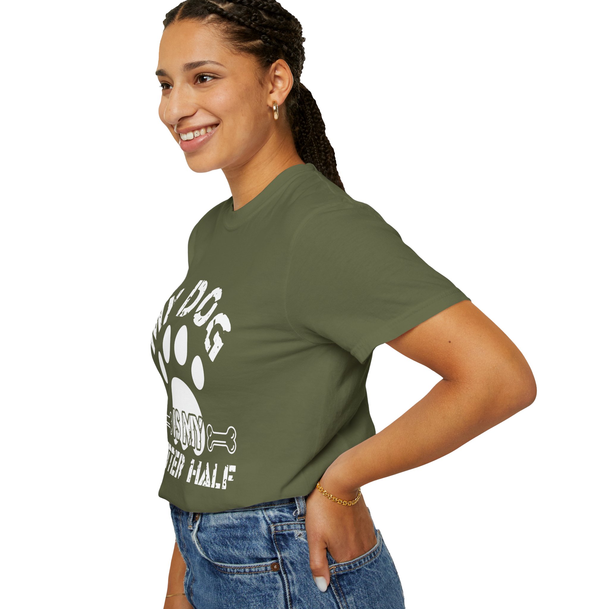 Dog Lover T-Shirt — "My Dog Is My Better Half" Paw Print Tee. - Image 13