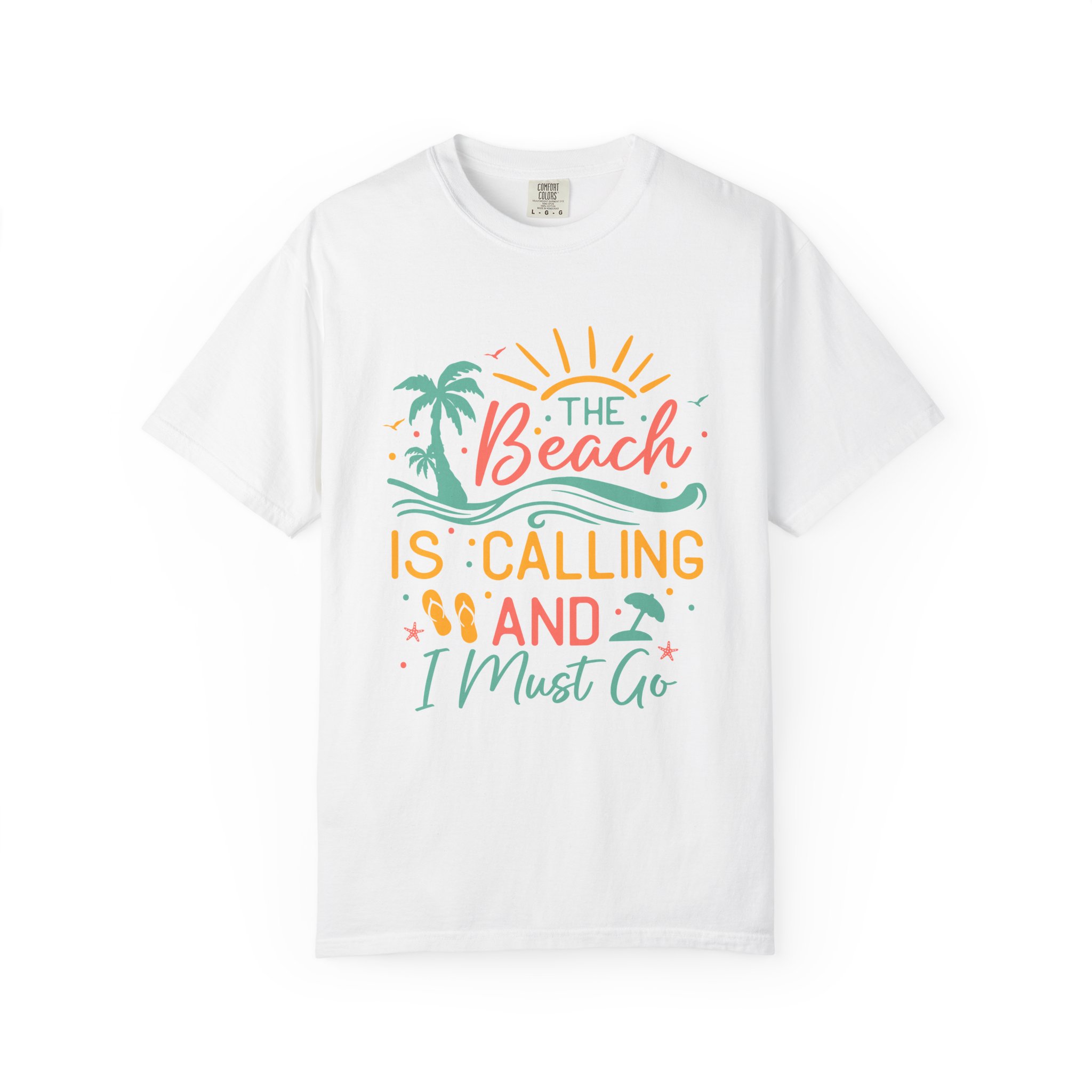 C - 13.4 - Beach-Themed Garment-Dyed T-Shirt, Summer Tee, Vacation Shirt, Gift for Beach Lovers, Casual Wear, Fun Summer Outfit. - Image 9