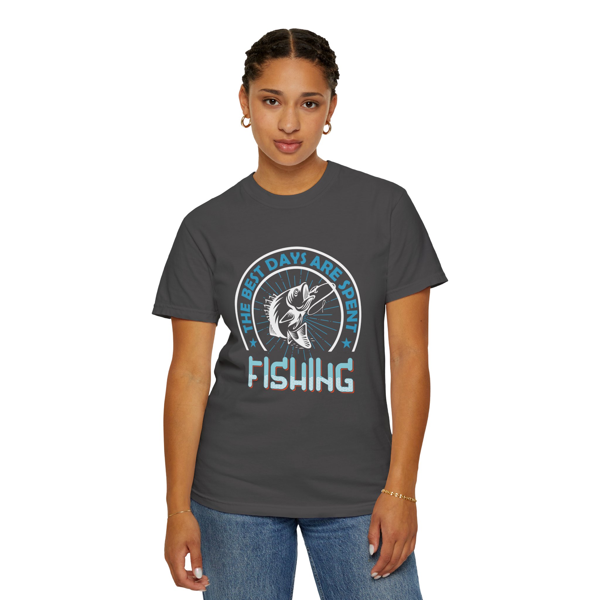 Fishing Enthusiast Garment-Dyed T-Shirt, Casual Wear, Gift for Dad, Outdoor Apparel, Eco-Friendly Fishing Shirt, Summer Fashion. - Image 4