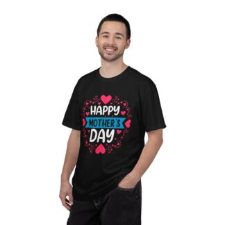 “Happy Mother’s Day” Heart Design T-Shirt – Cute Love Graphic Tee for Moms, Perfect Gift Giving & Celebration Wear. - Image 2