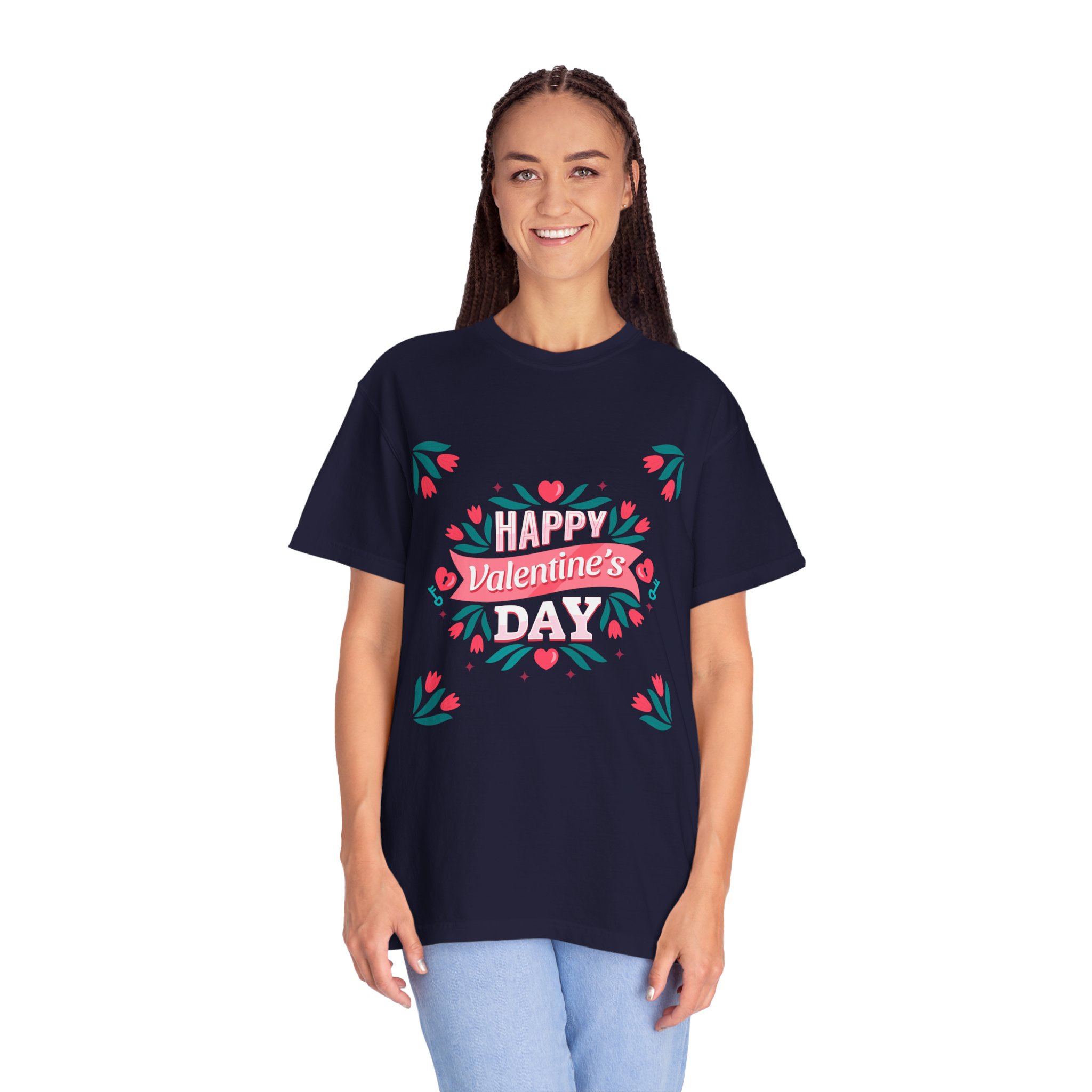 Unisex Valentine’s Day T-shirt, Cute Floral Graphic Tee, Gift for Him or Her, Casual Wear, Trendy Love Shirt. - Image 3