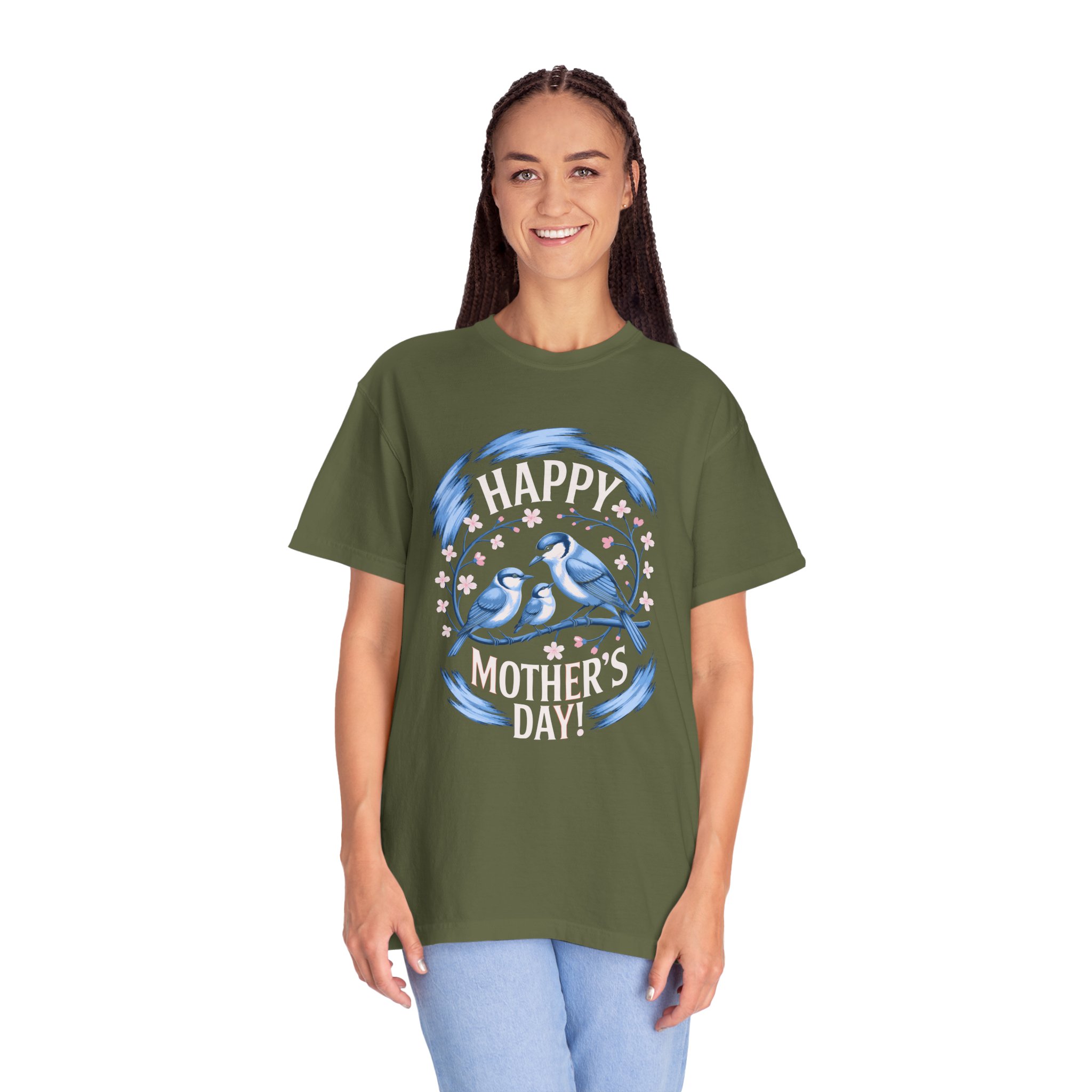 Happy Mother's Day Unisex T-Shirt, Garment-Dyed Tee, Gift for Mom, Spring Fashion, Bird Design Shirt, Casual Wear, Unique Gift Idea. - Image 19