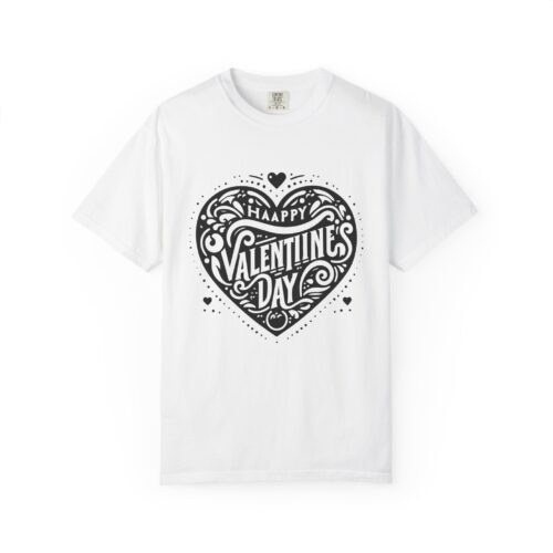 Valentine's Day Heart T-Shirt - Unisex Garment-Dyed Tee, Lovey Dovey Gift, Cute Couple Shirt, Romantic Apparel.