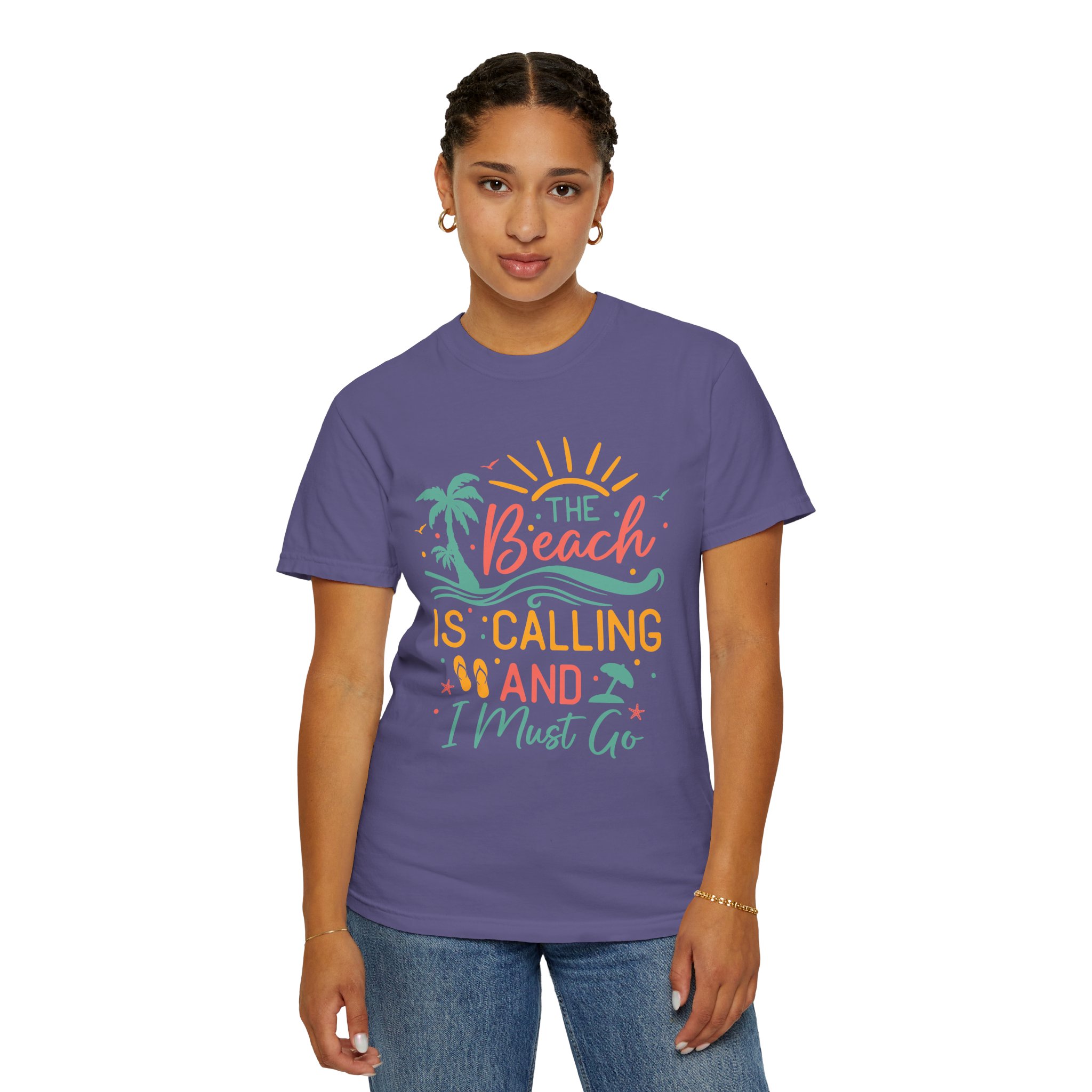 C - 13.4 - Beach-Themed Garment-Dyed T-Shirt, Summer Tee, Vacation Shirt, Gift for Beach Lovers, Casual Wear, Fun Summer Outfit. - Image 28