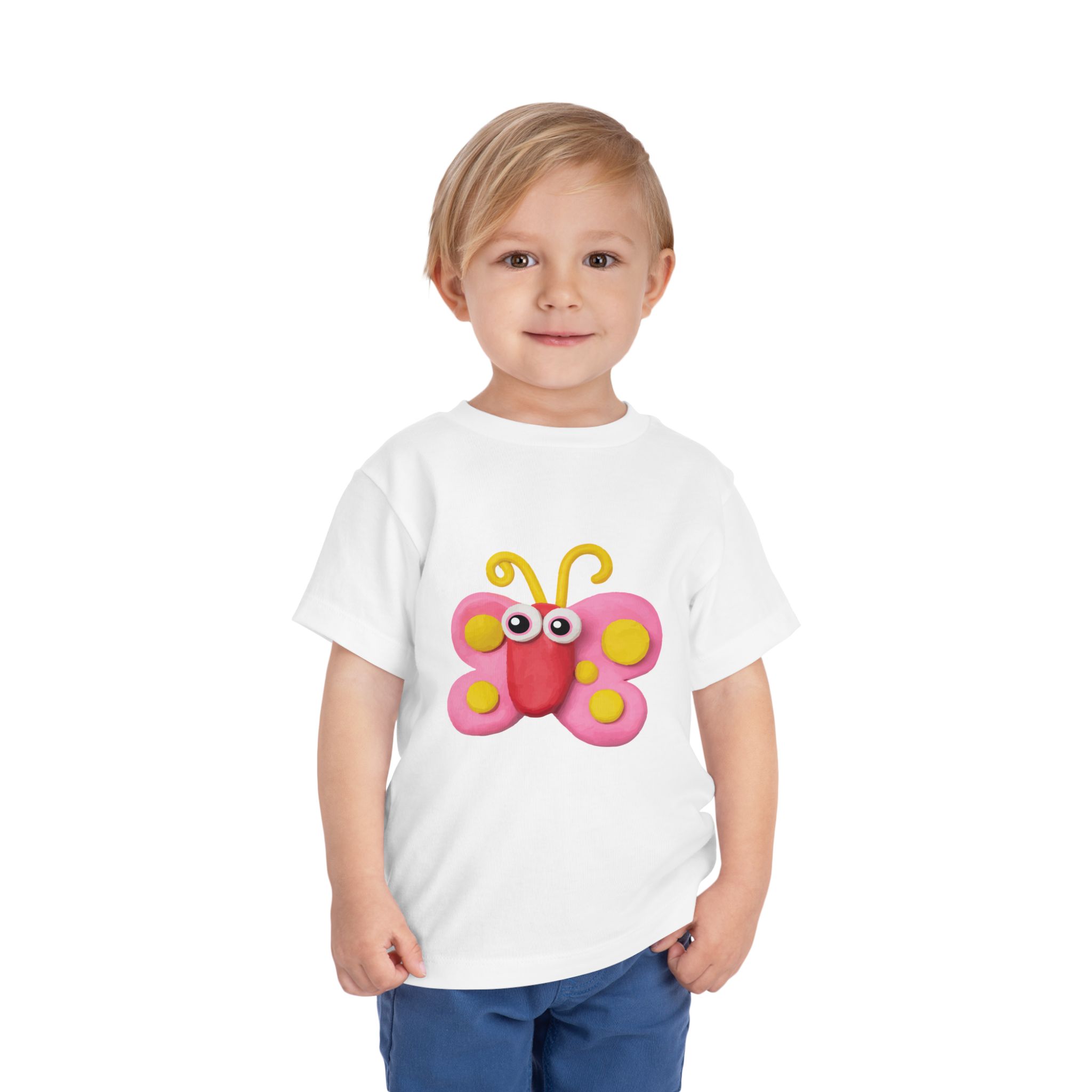 Cute Pink Clay Butterfly Toddler T-Shirt – Adorable Butterfly Graphic Tee for Kids, Boys & Girls. - Image 7