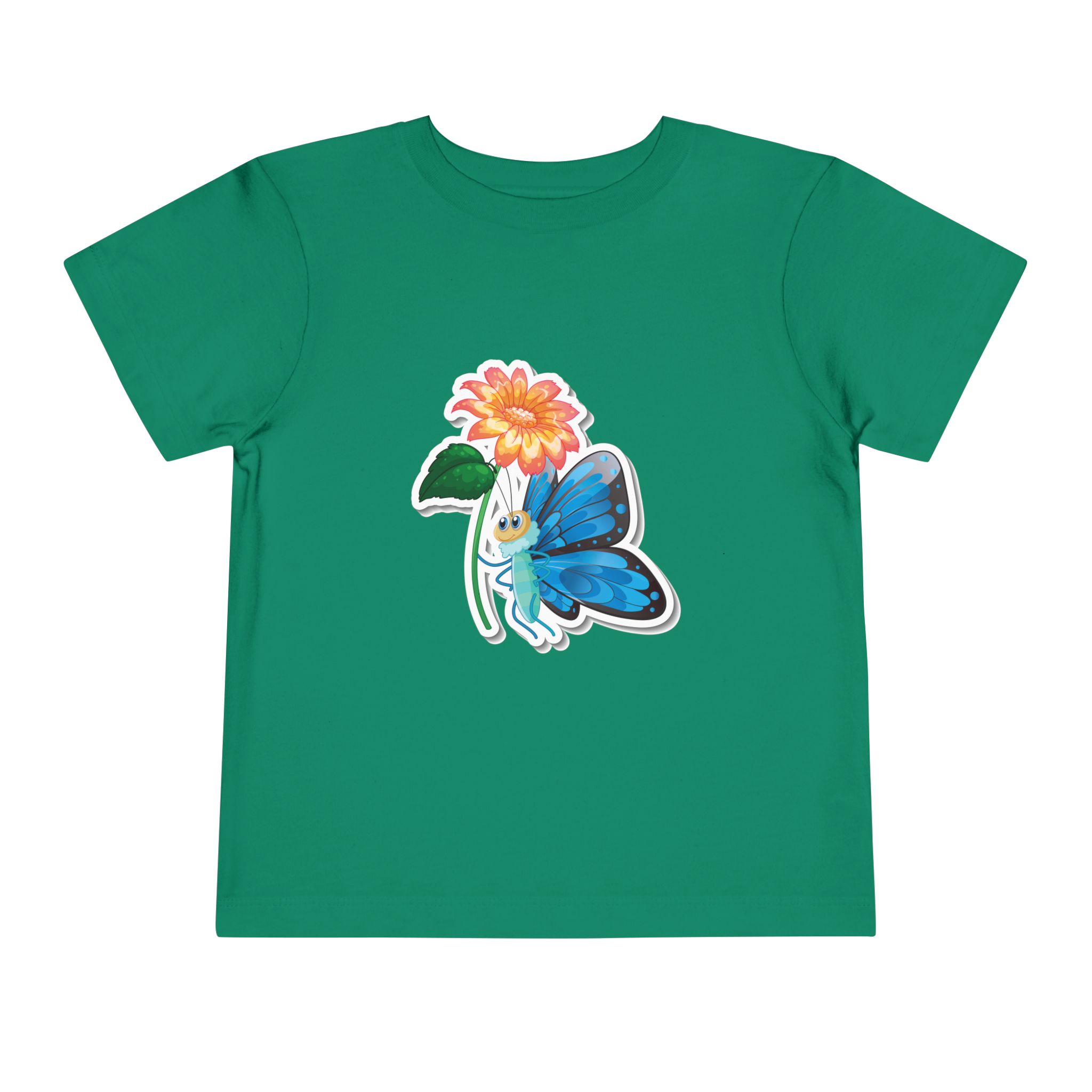 Blue Butterfly & Flower Toddler T-Shirt – Cute Nature Graphic Tee for Kids, Boys & Girls. - Image 13
