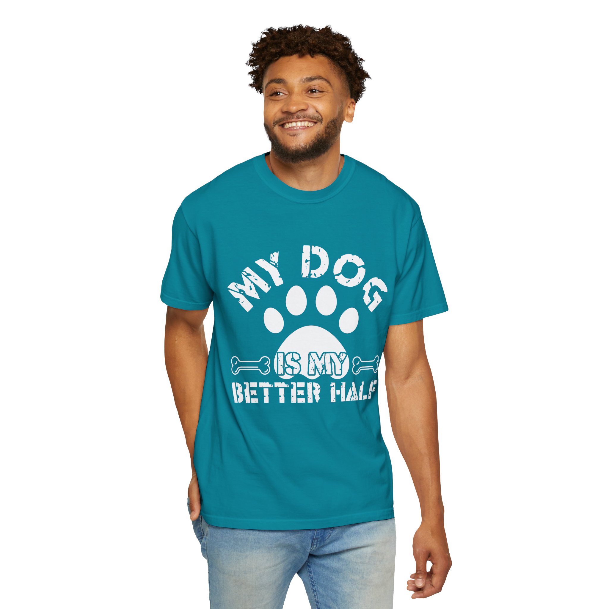 Dog Lover T-Shirt — "My Dog Is My Better Half" Paw Print Tee. - Image 22