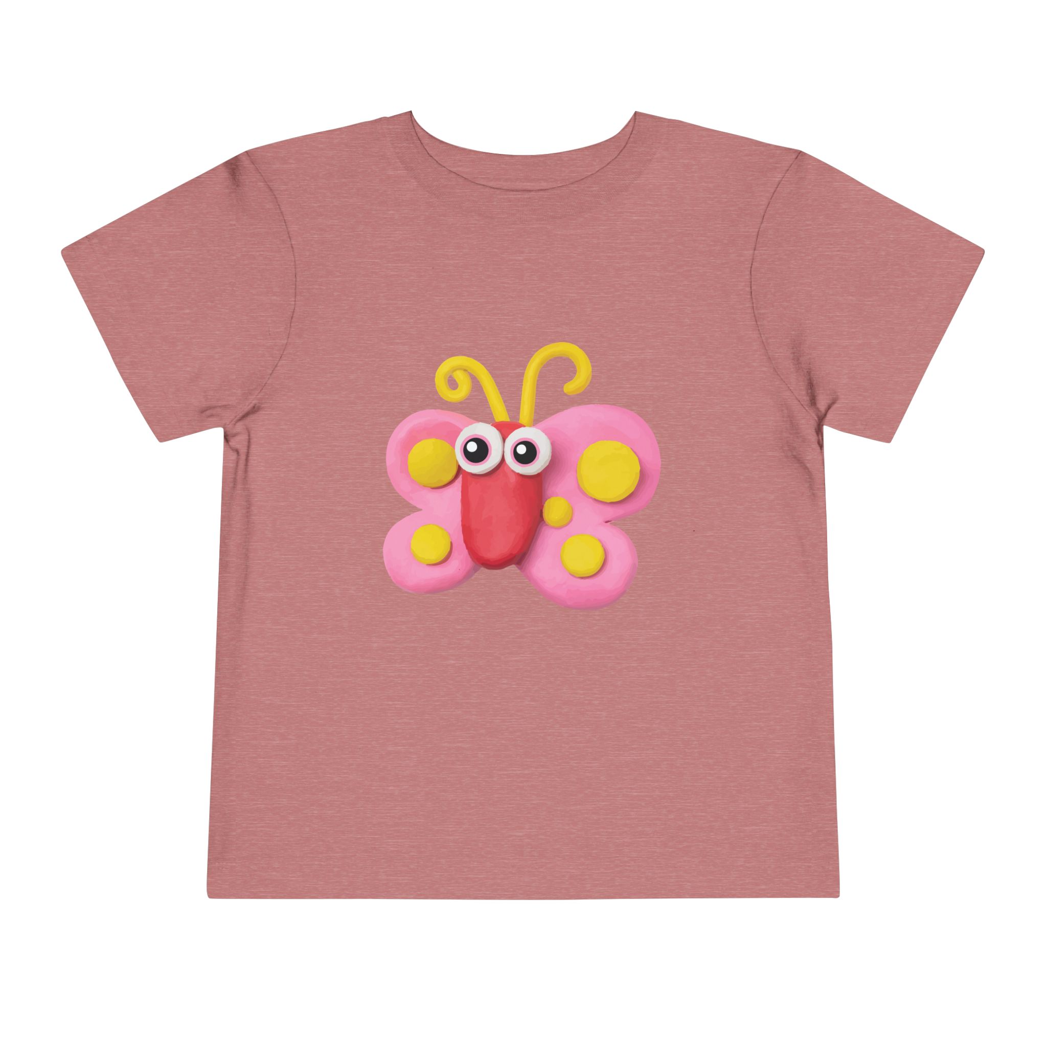 Cute Pink Clay Butterfly Toddler T-Shirt – Adorable Butterfly Graphic Tee for Kids, Boys & Girls. - Image 9