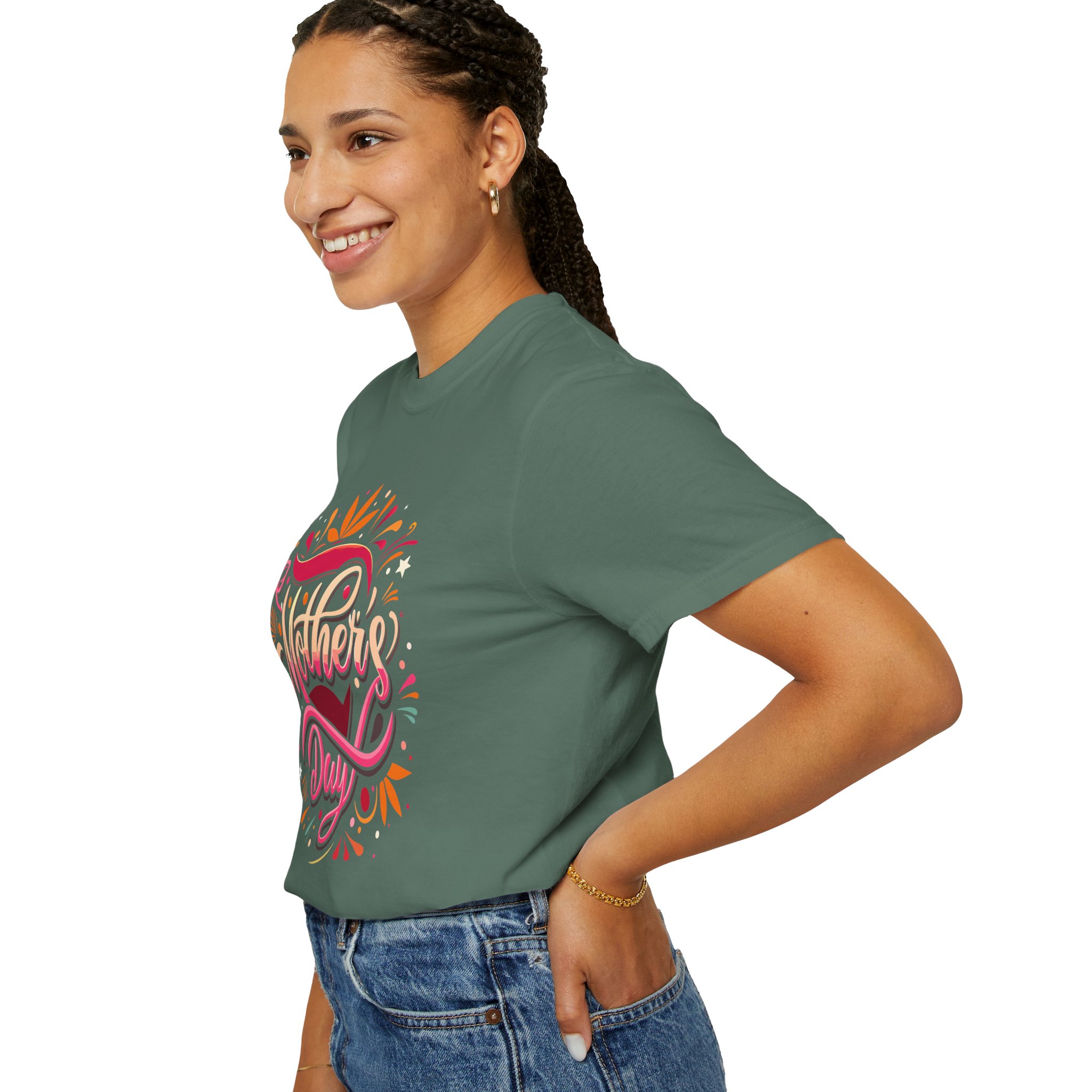 Mother's Day Garment-Dyed T-Shirt, Unisex Gift Tee, Floral Graphic Top, Casual Wear, Everyday Comfort. - Image 13