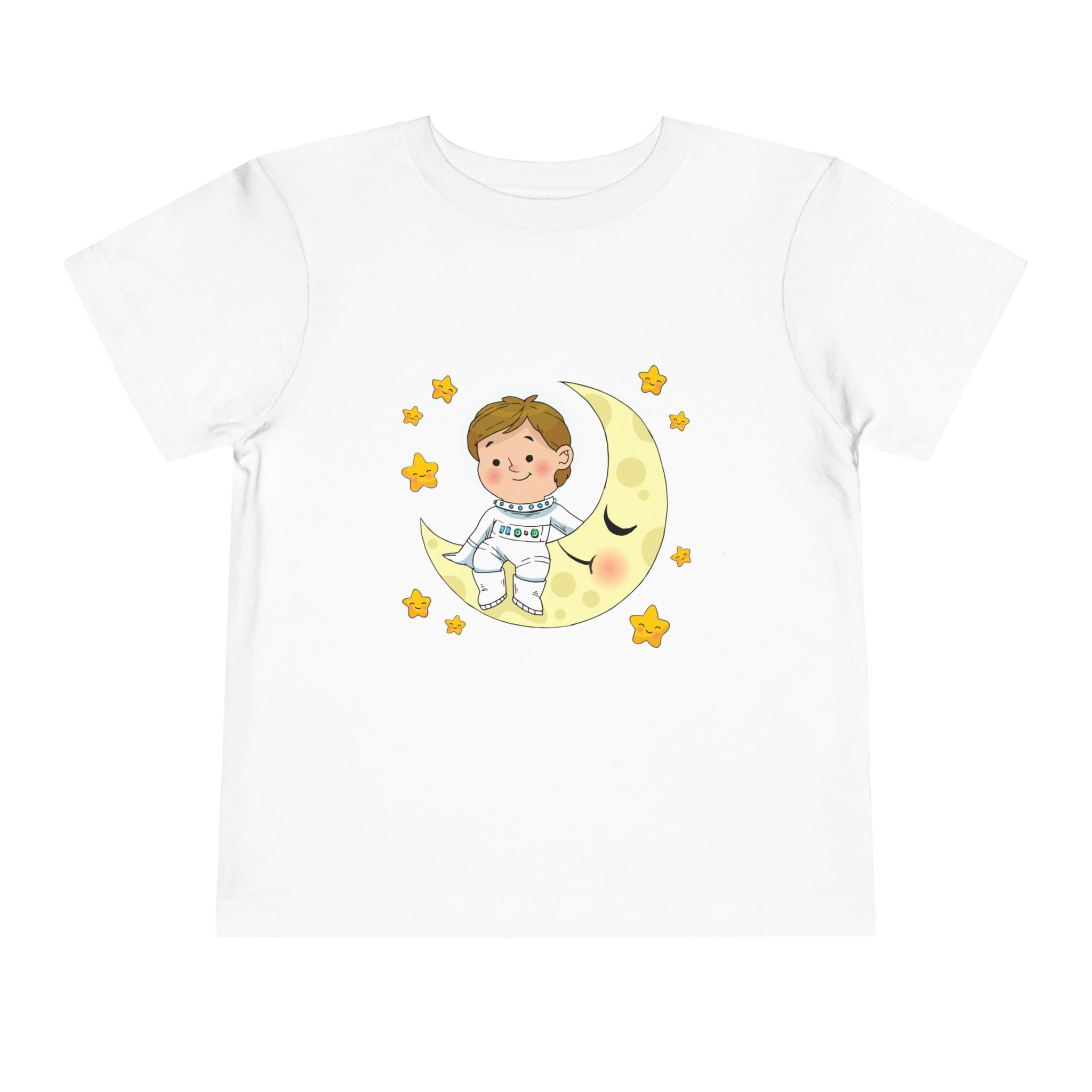 Cute Astronaut on Crescent Moon Toddler T-Shirt – Fun Space Adventure Graphic Tee for Kids, Boys & Girls. - Image 5