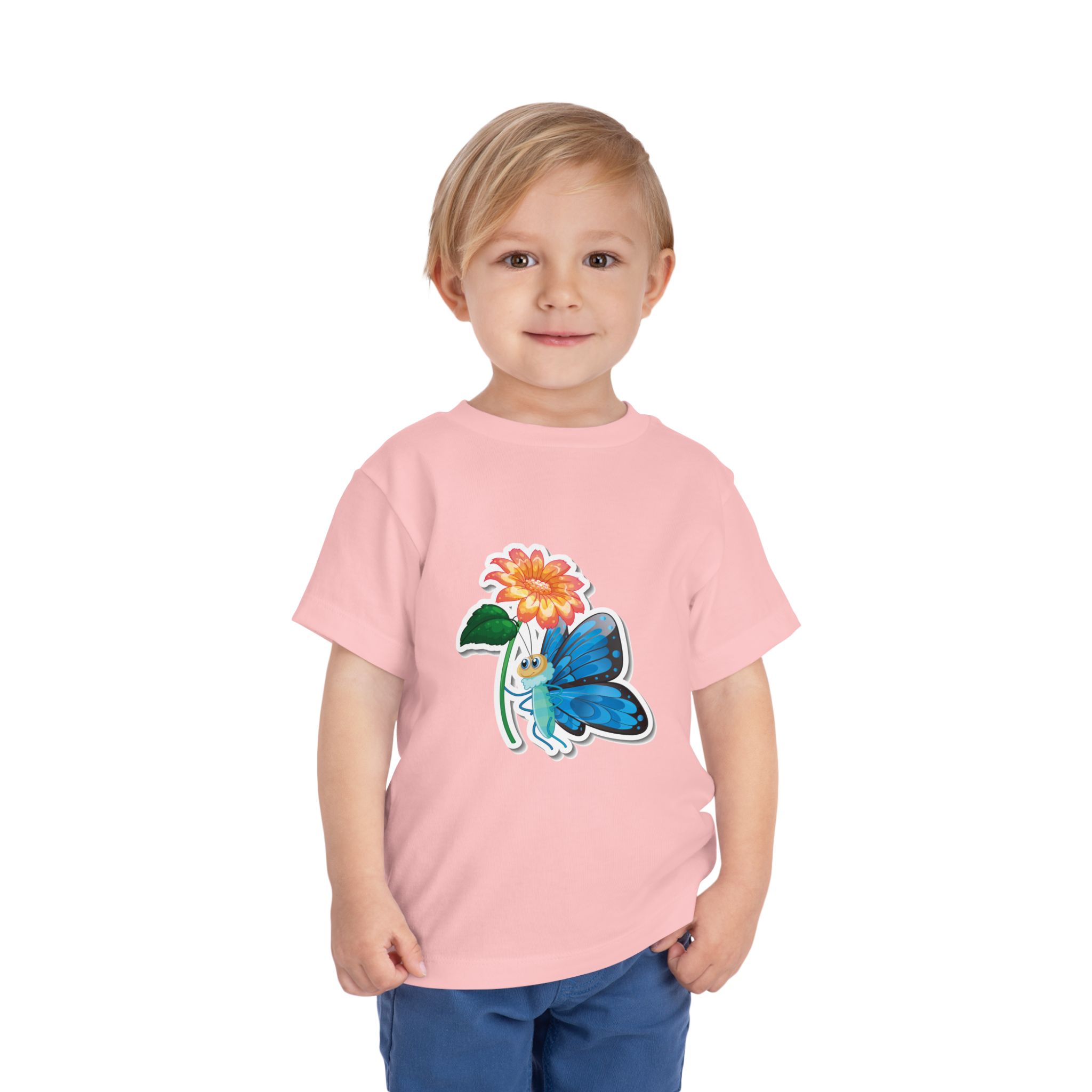 Blue Butterfly & Flower Toddler T-Shirt – Cute Nature Graphic Tee for Kids, Boys & Girls. - Image 23