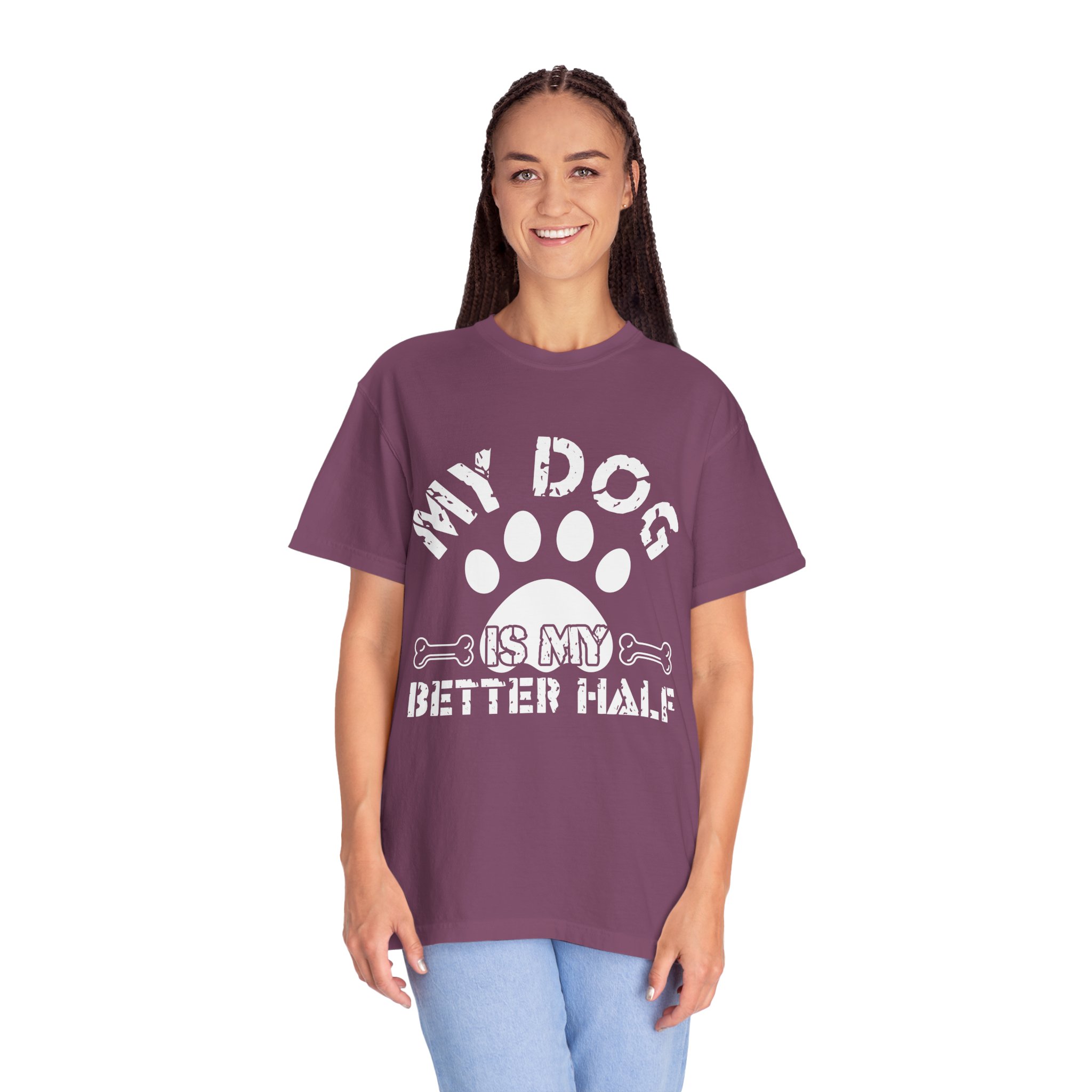 Dog Lover T-Shirt — "My Dog Is My Better Half" Paw Print Tee. - Image 51