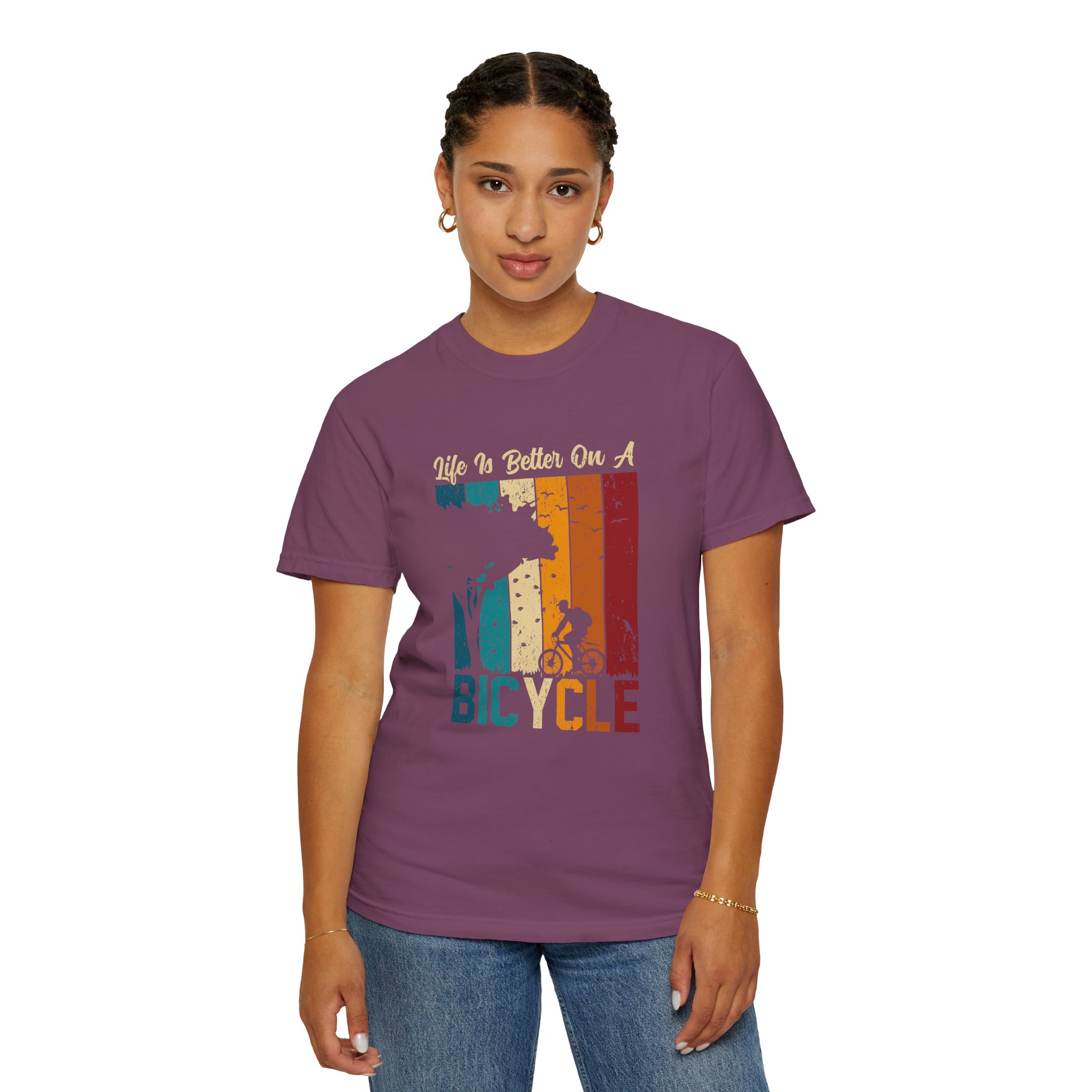 Bicycle Adventure T-Shirt, Unisex Garment-Dyed Tee for Cycling Enthusiasts, Perfect Gift for Riders, Eco-Friendly Apparel, Summer Outing Top. - Image 36