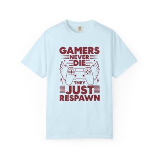 b2 - 3.18 - Gamers Never Die They Just Respawn T-Shirt – Classic Gaming Graphic Tee for Gamers with Humor & Timeless Arcade Vibes.
