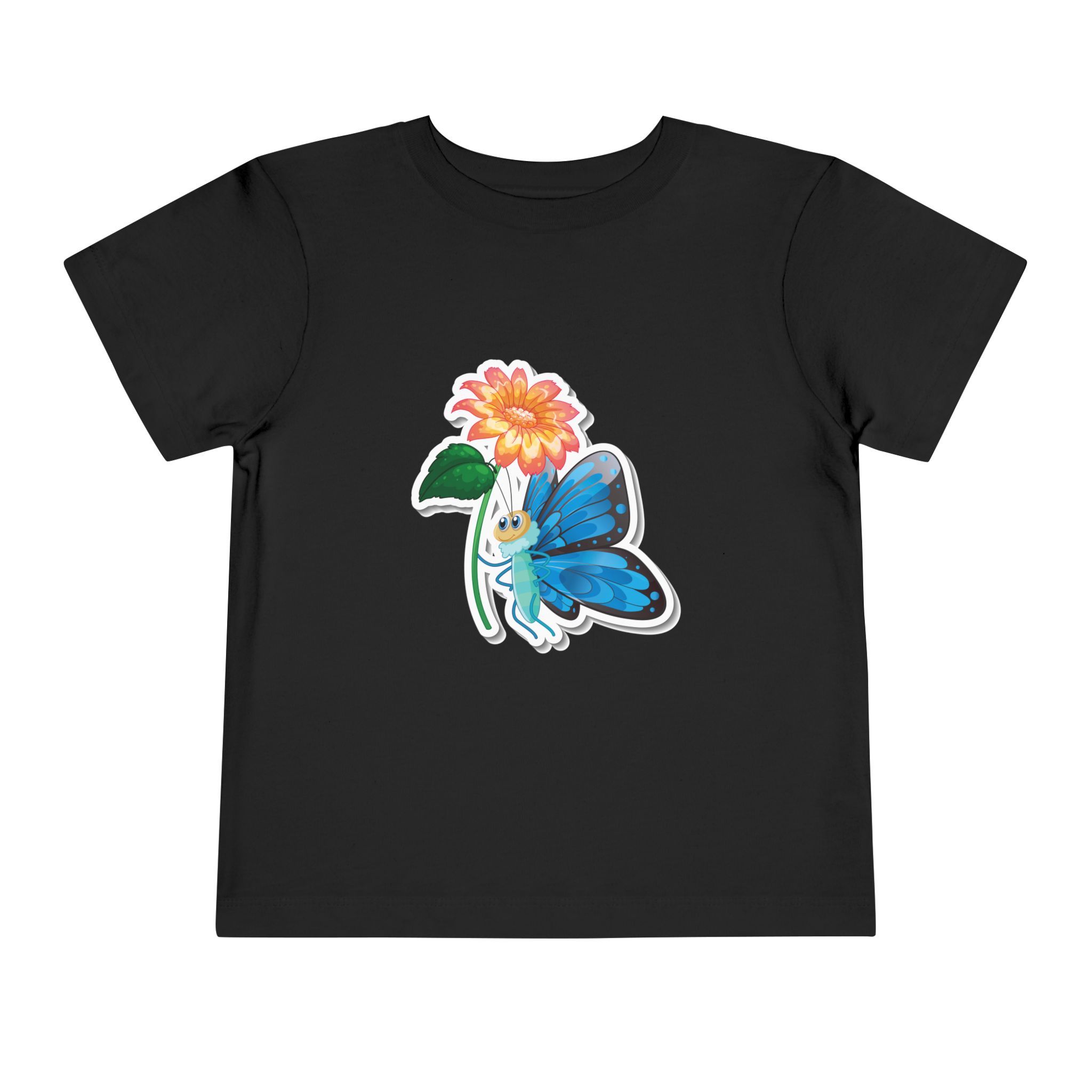 Blue Butterfly & Flower Toddler T-Shirt – Cute Nature Graphic Tee for Kids, Boys & Girls. - Image 9