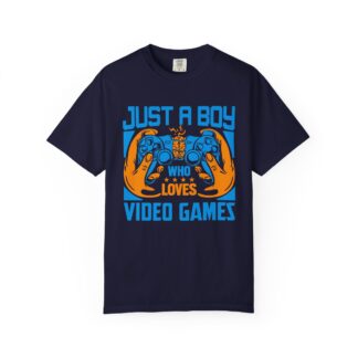 b2 - 3.9 - Just a Boy Who Loves Video Games T-Shirt – Fun Gaming Graphic Tee for Young Gamers & Playful Everyday Style.
