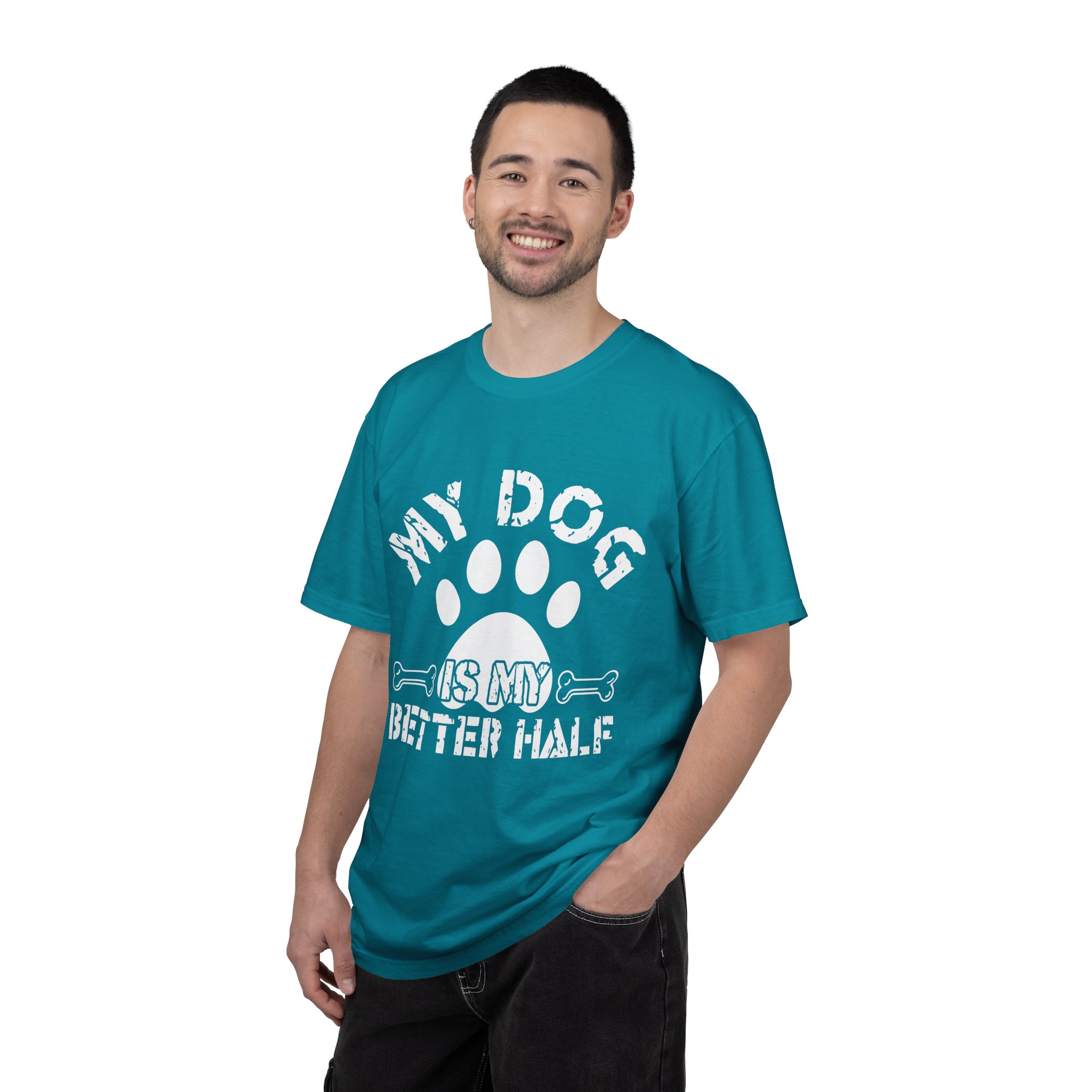 Dog Lover T-Shirt — "My Dog Is My Better Half" Paw Print Tee. - Image 18