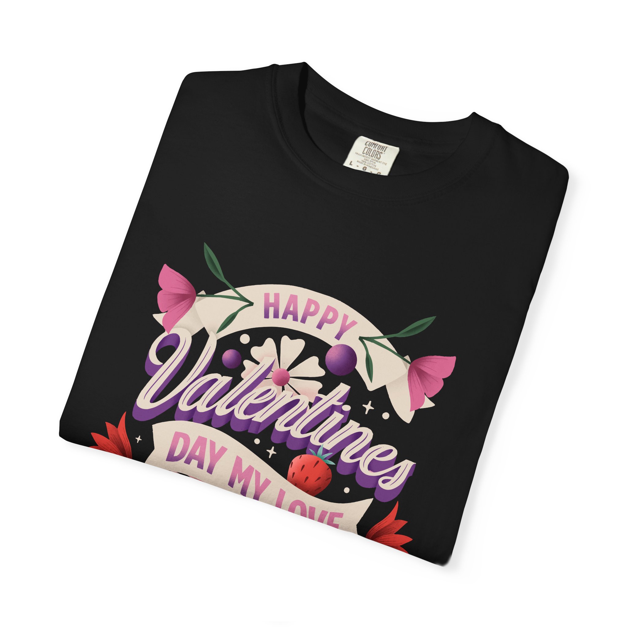 Valentine's Day Unisex T-Shirt, Cute Love Shirt, Garment Dyed Tee, Valentine's Gift, Couple's Apparel, Floral Design - Image 7